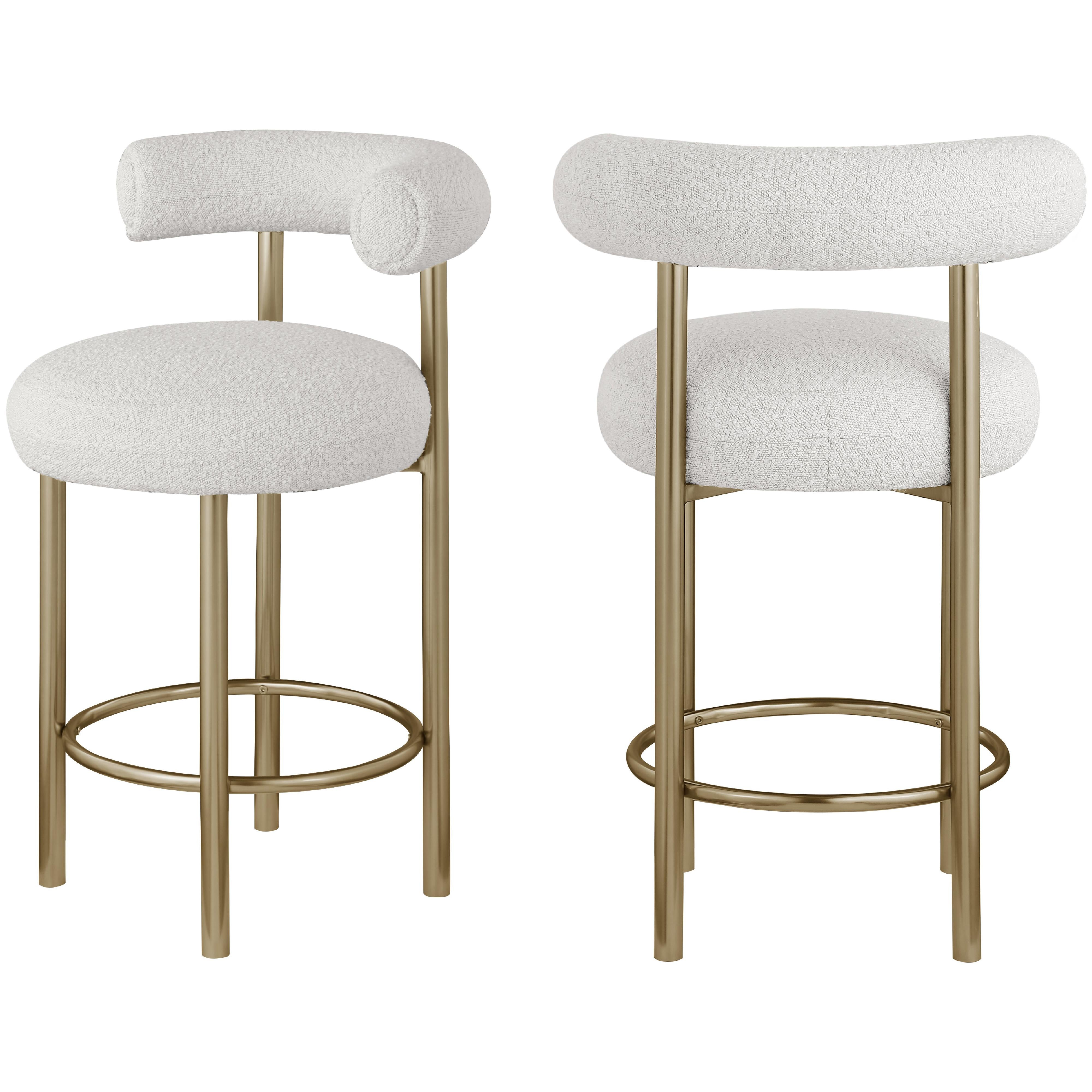 Meridian Bordeaux Cream Boucle Fabric Stool