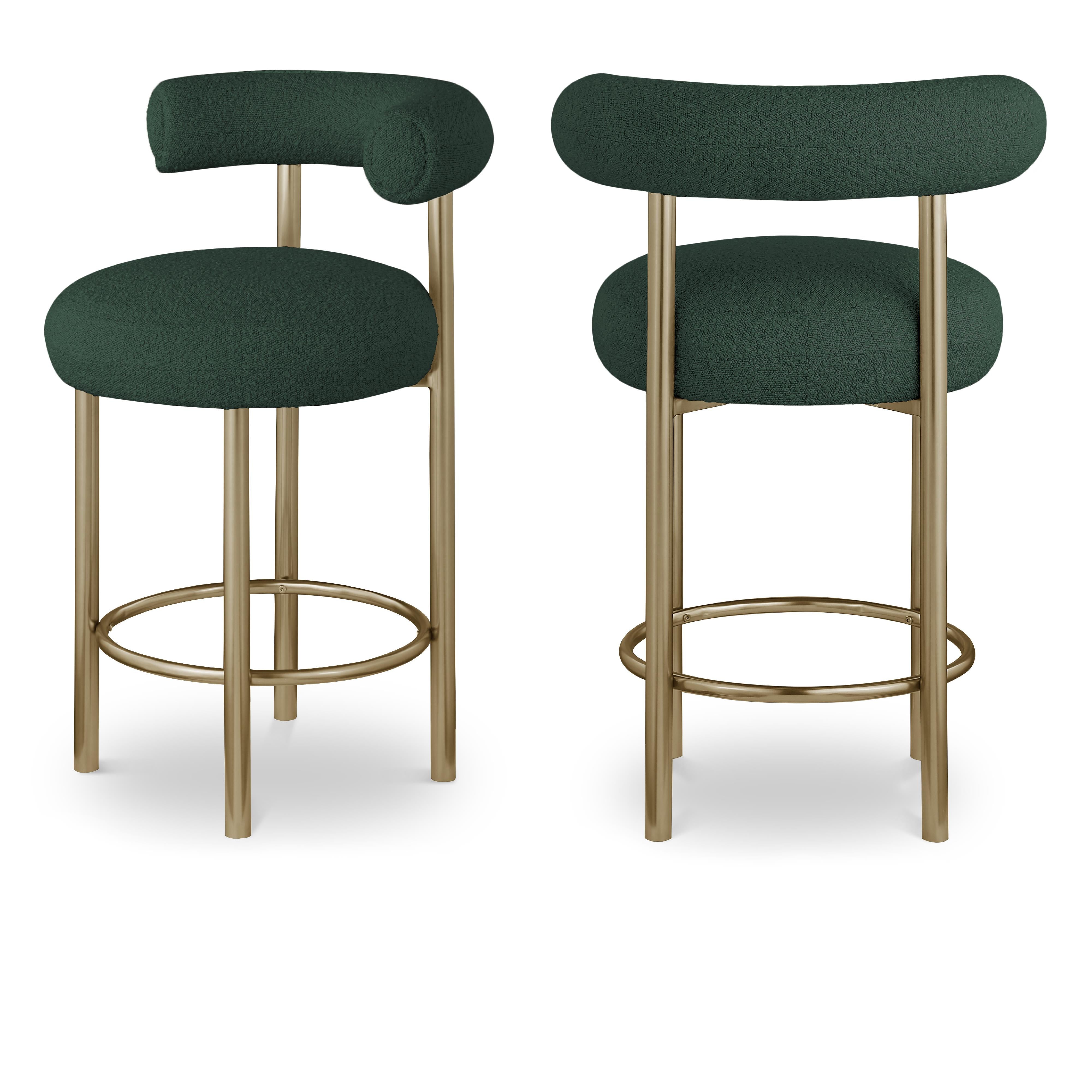 Meridian Bordeaux Green Boucle Fabric Stool