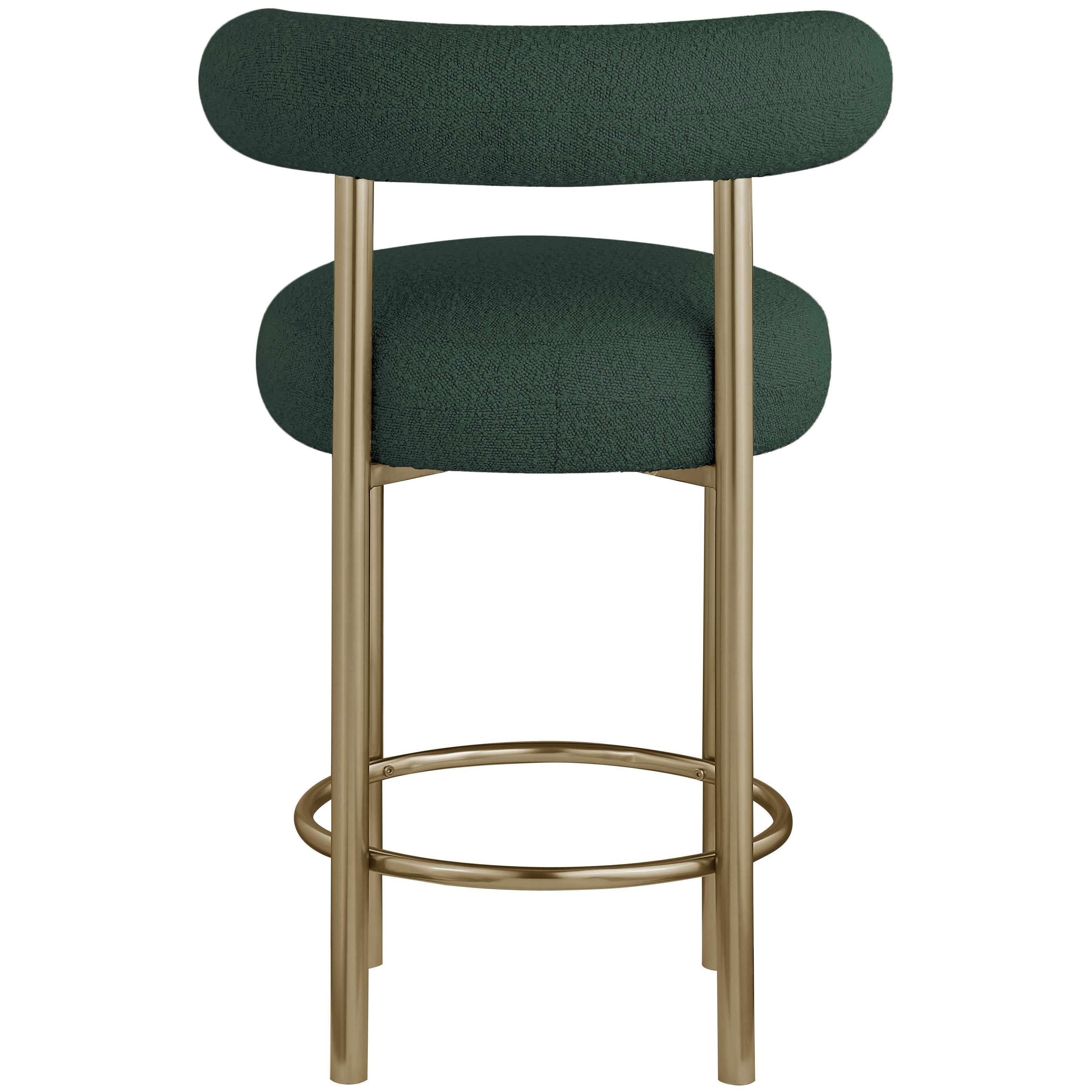 Meridian Bordeaux Green Boucle Fabric Stool