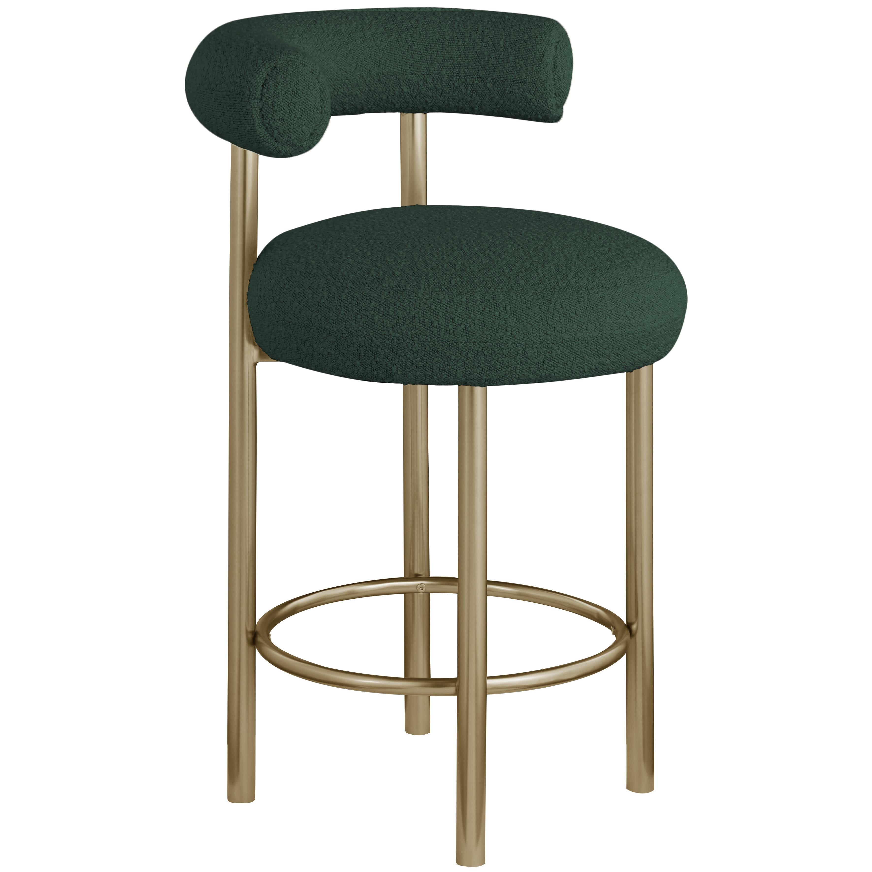 Meridian Bordeaux Green Boucle Fabric Stool