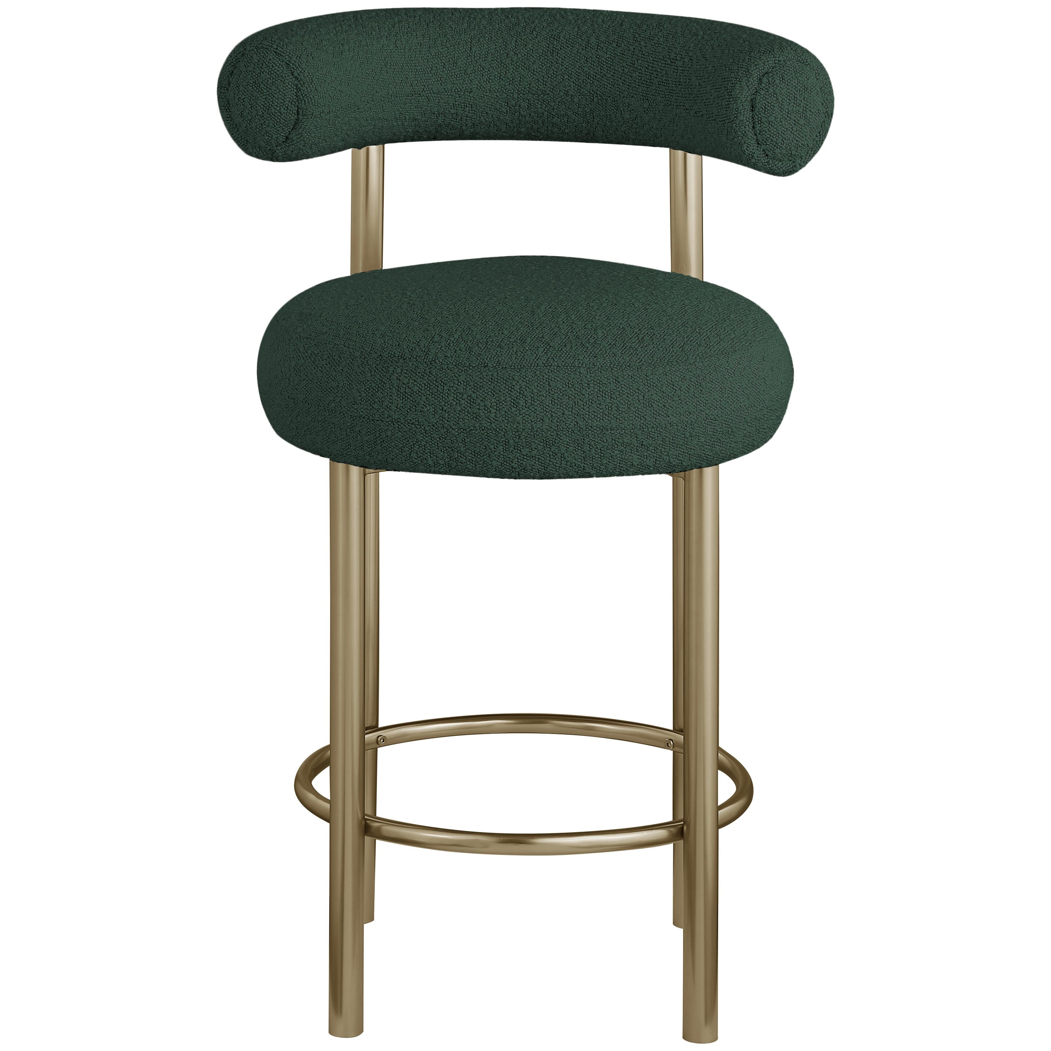 Meridian Bordeaux Green Boucle Fabric Stool