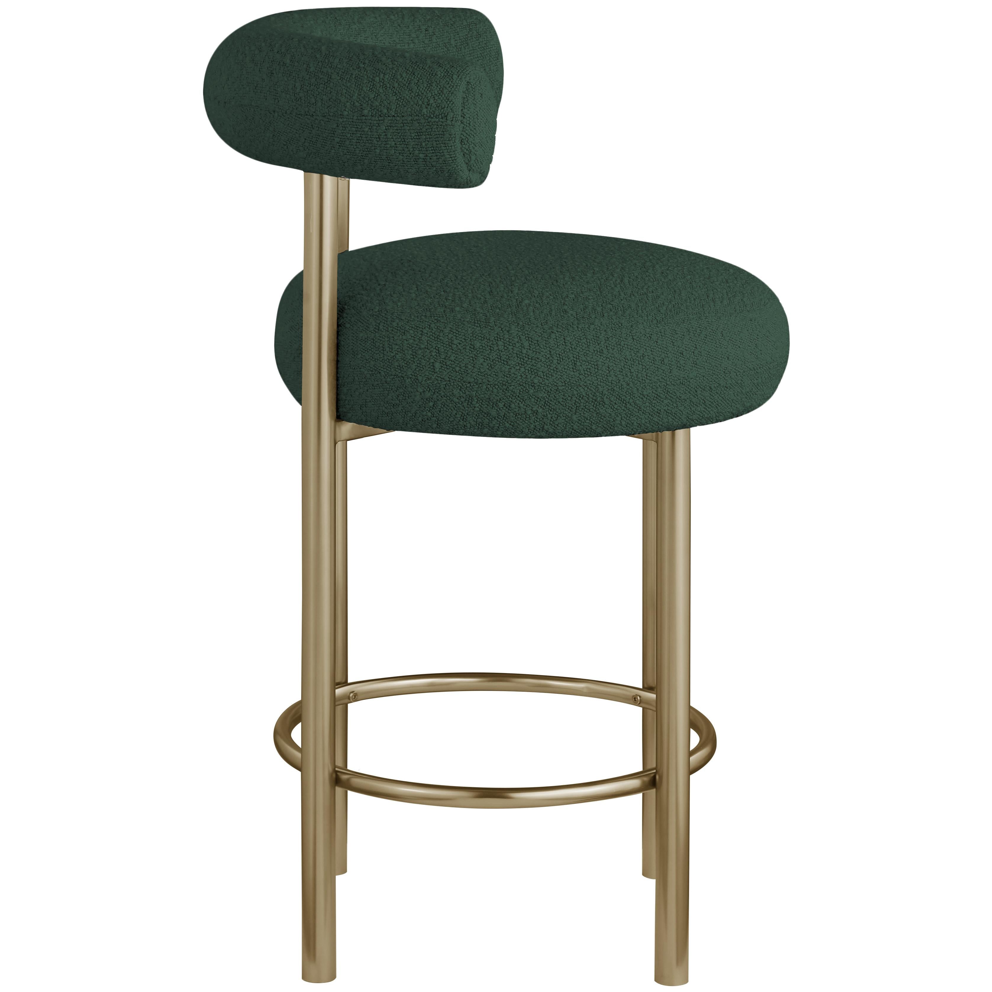 Meridian Bordeaux Green Boucle Fabric Stool