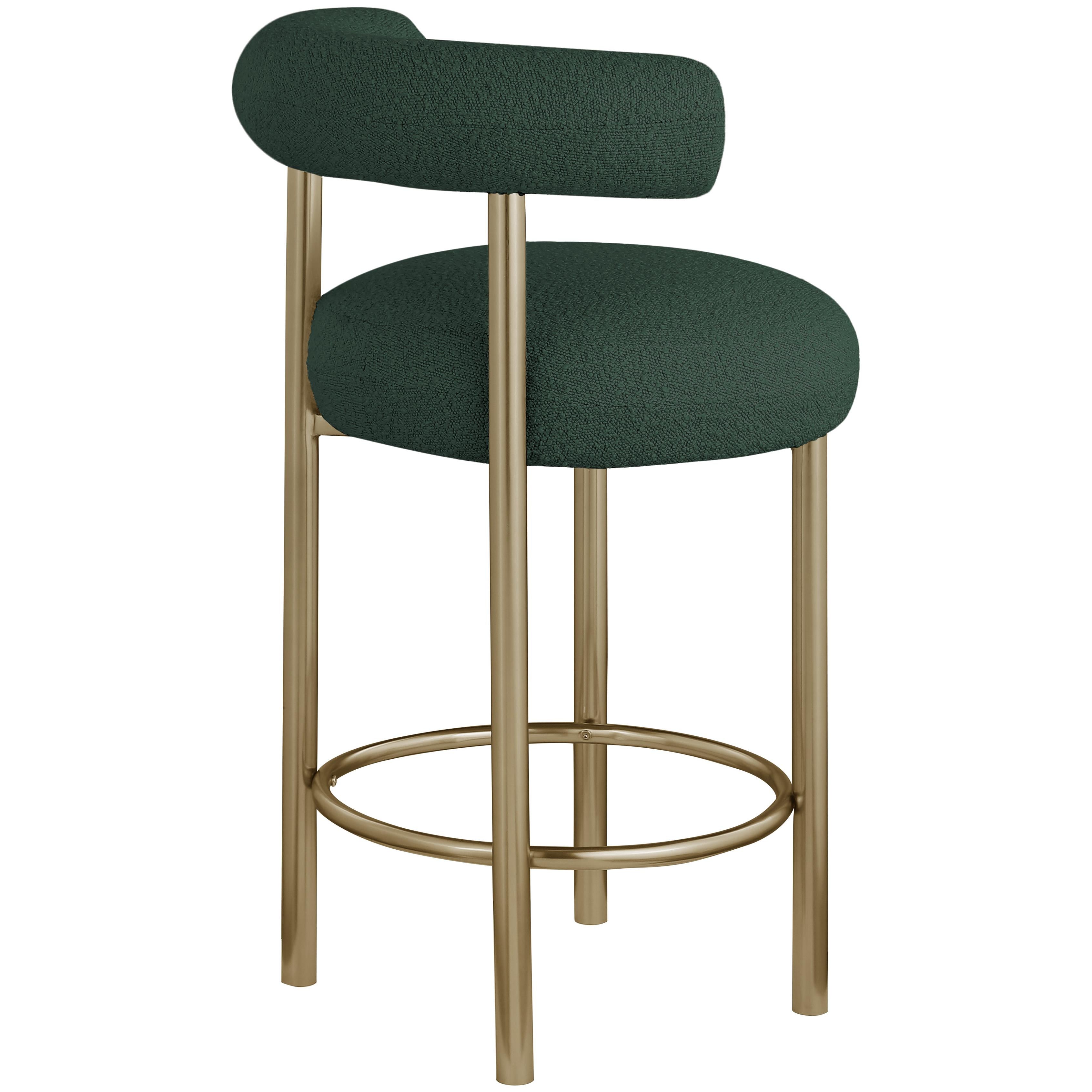 Meridian Bordeaux Green Boucle Fabric Stool