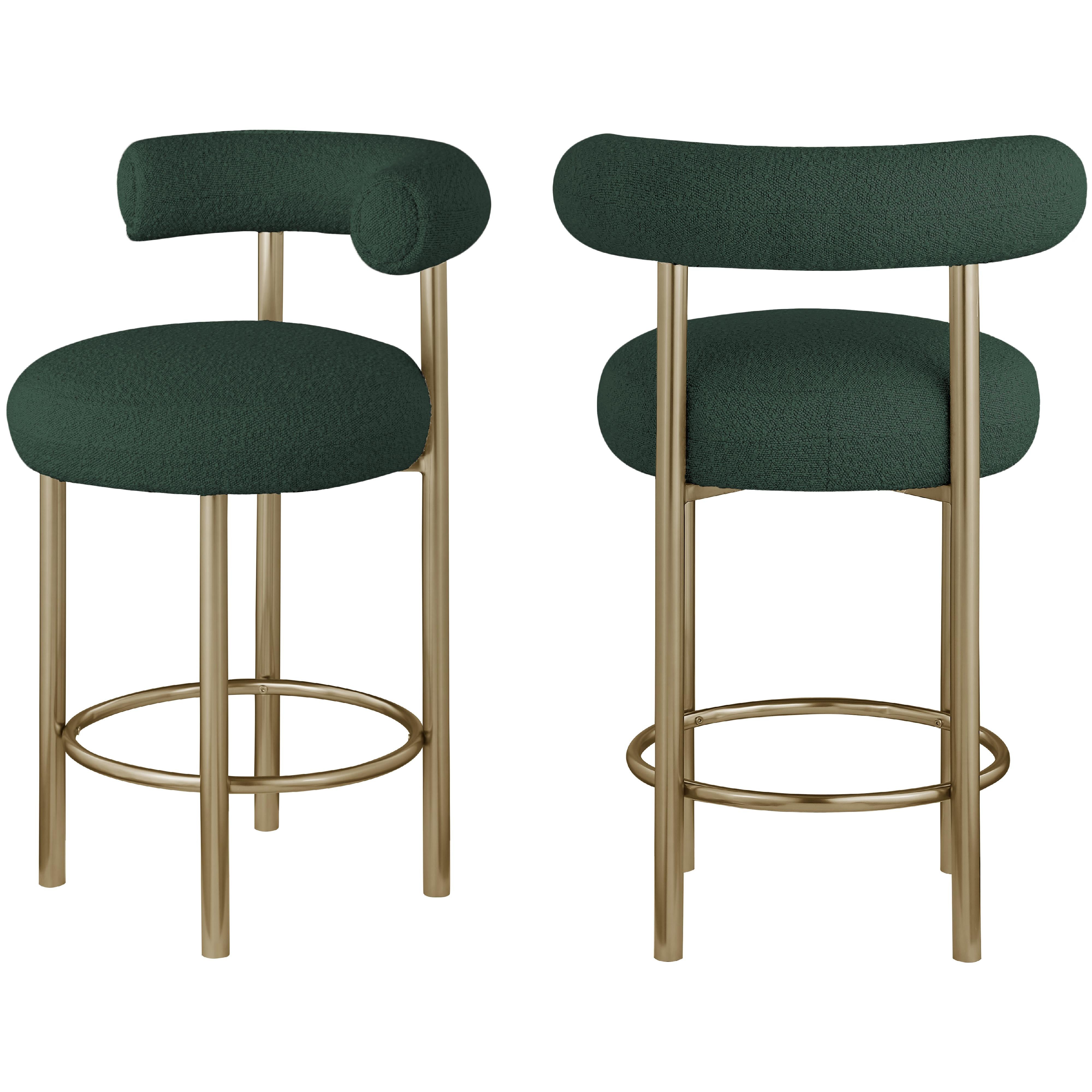 Meridian Bordeaux Green Boucle Fabric Stool