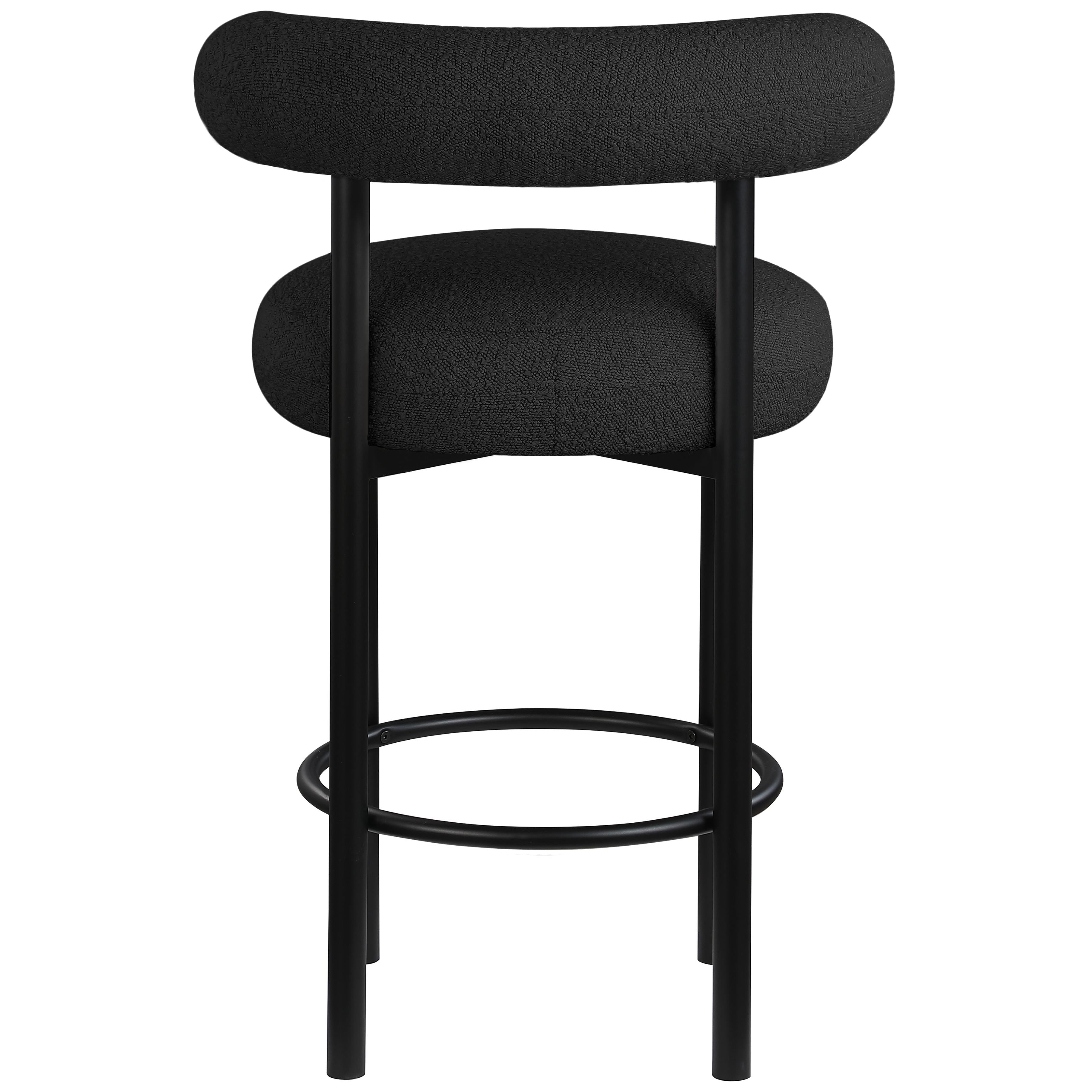 Meridian Bordeaux Black Boucle Fabric Stool