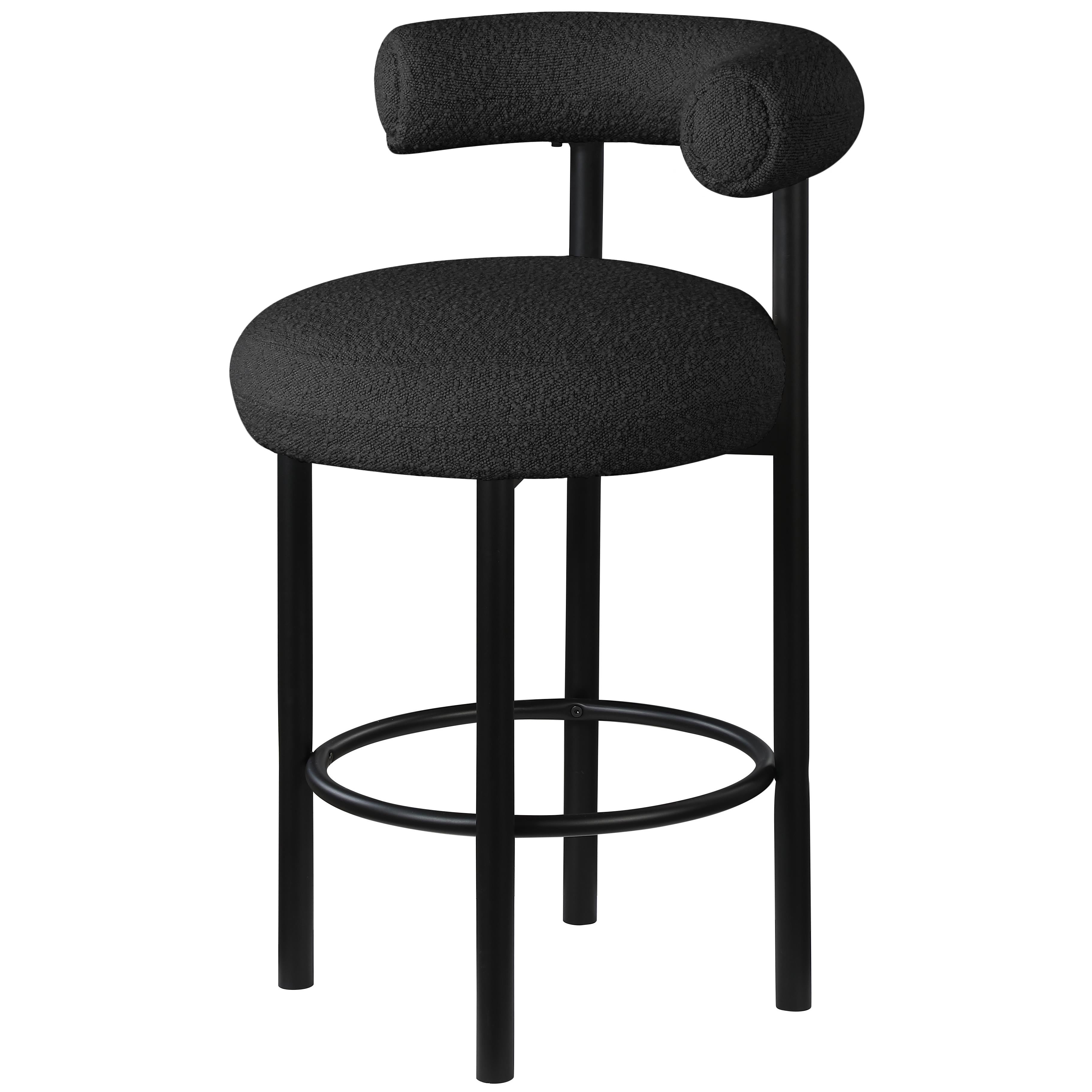 Meridian Bordeaux Black Boucle Fabric Stool