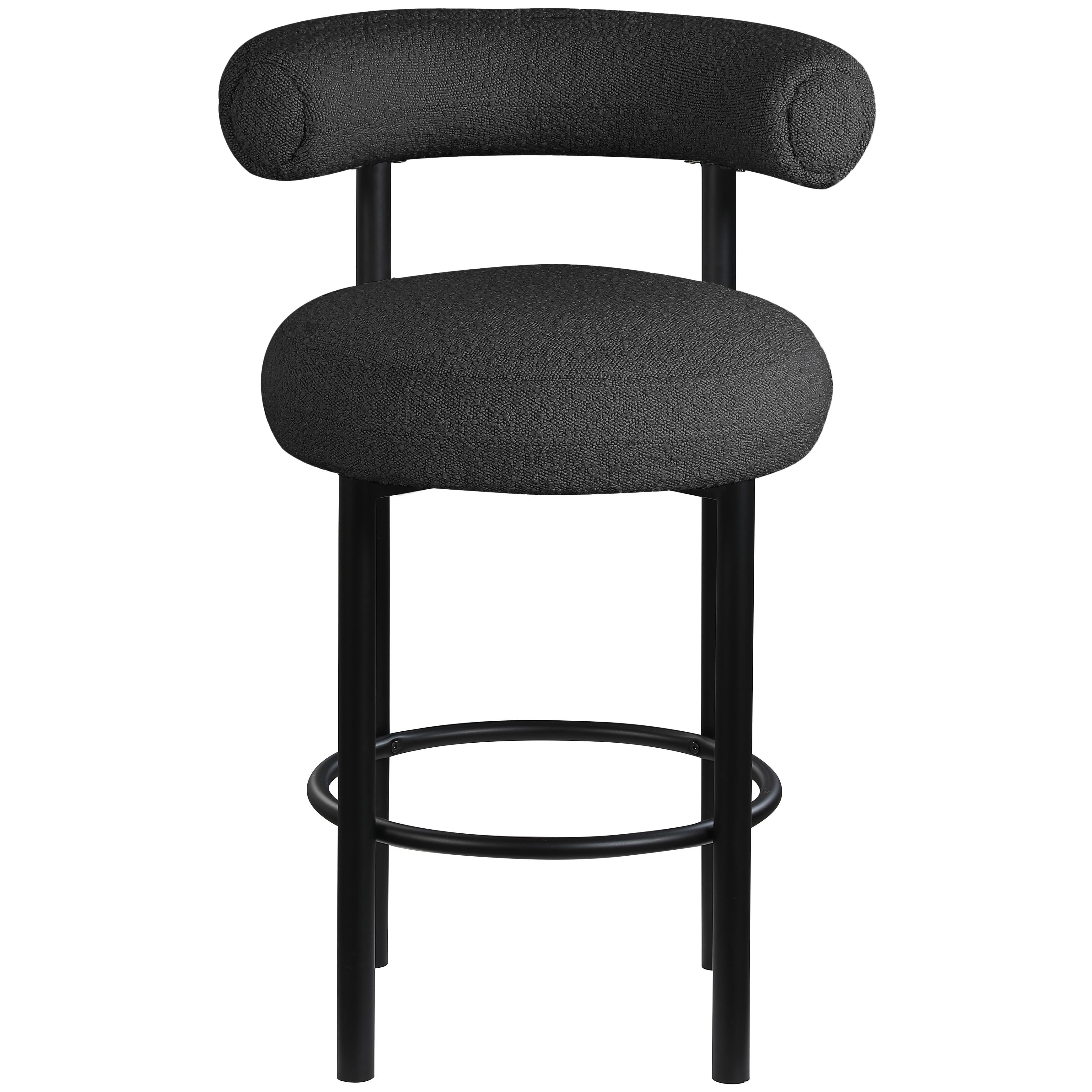 Meridian Bordeaux Black Boucle Fabric Stool