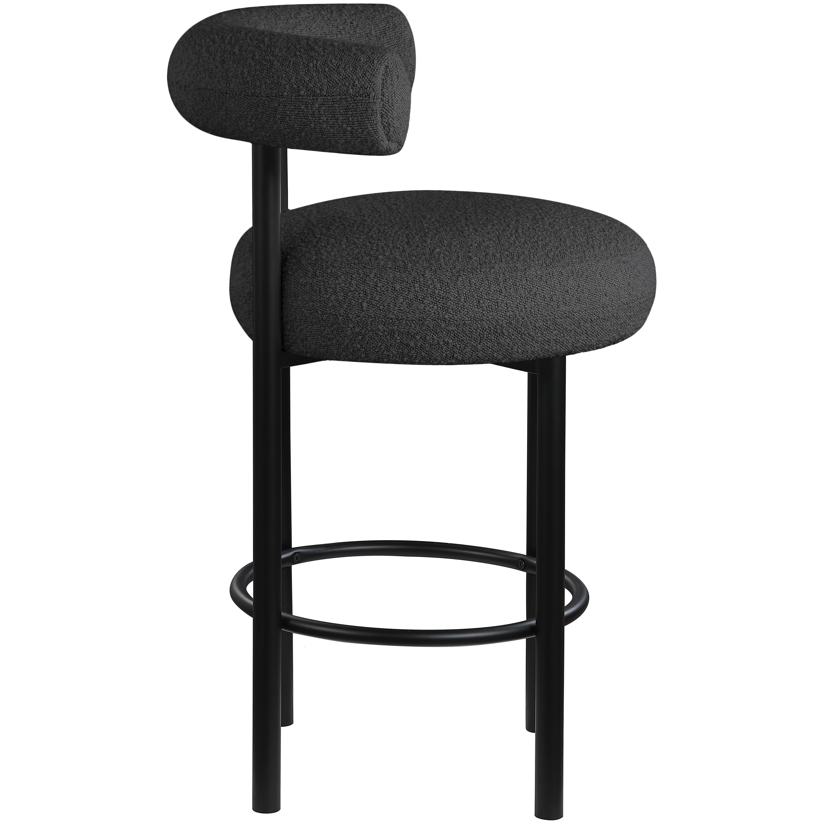 Meridian Bordeaux Black Boucle Fabric Stool