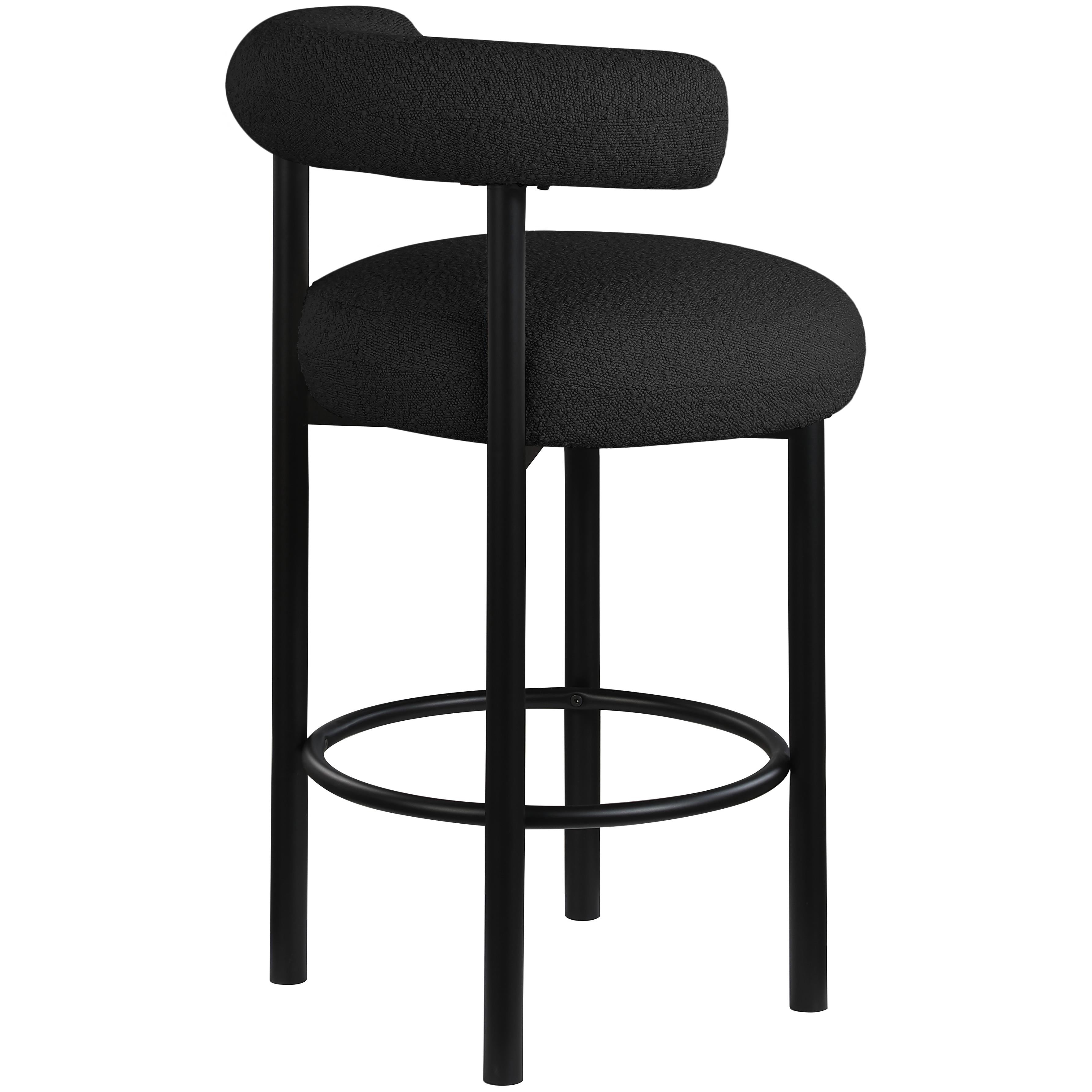 Meridian Bordeaux Black Boucle Fabric Stool