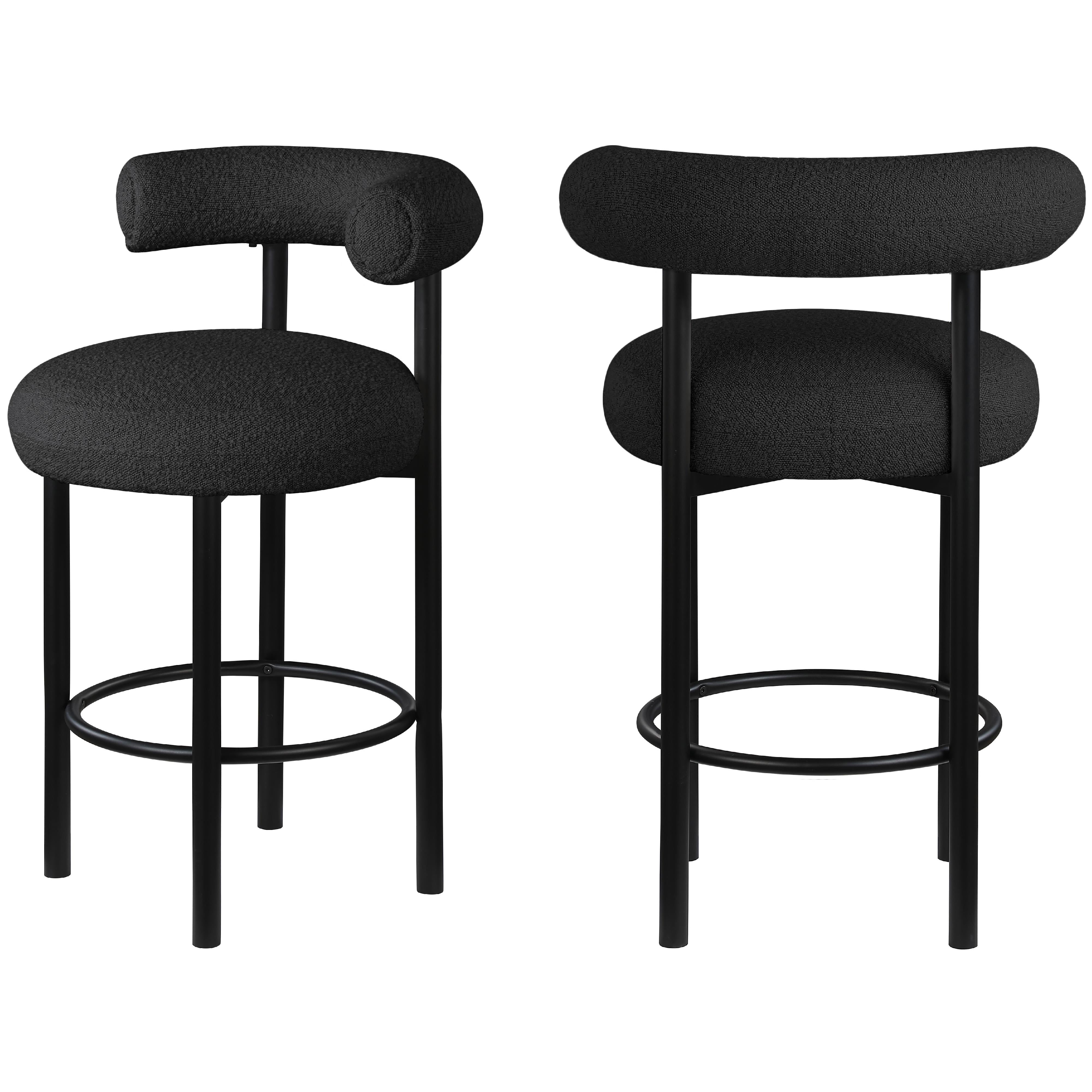 Meridian Bordeaux Black Boucle Fabric Stool