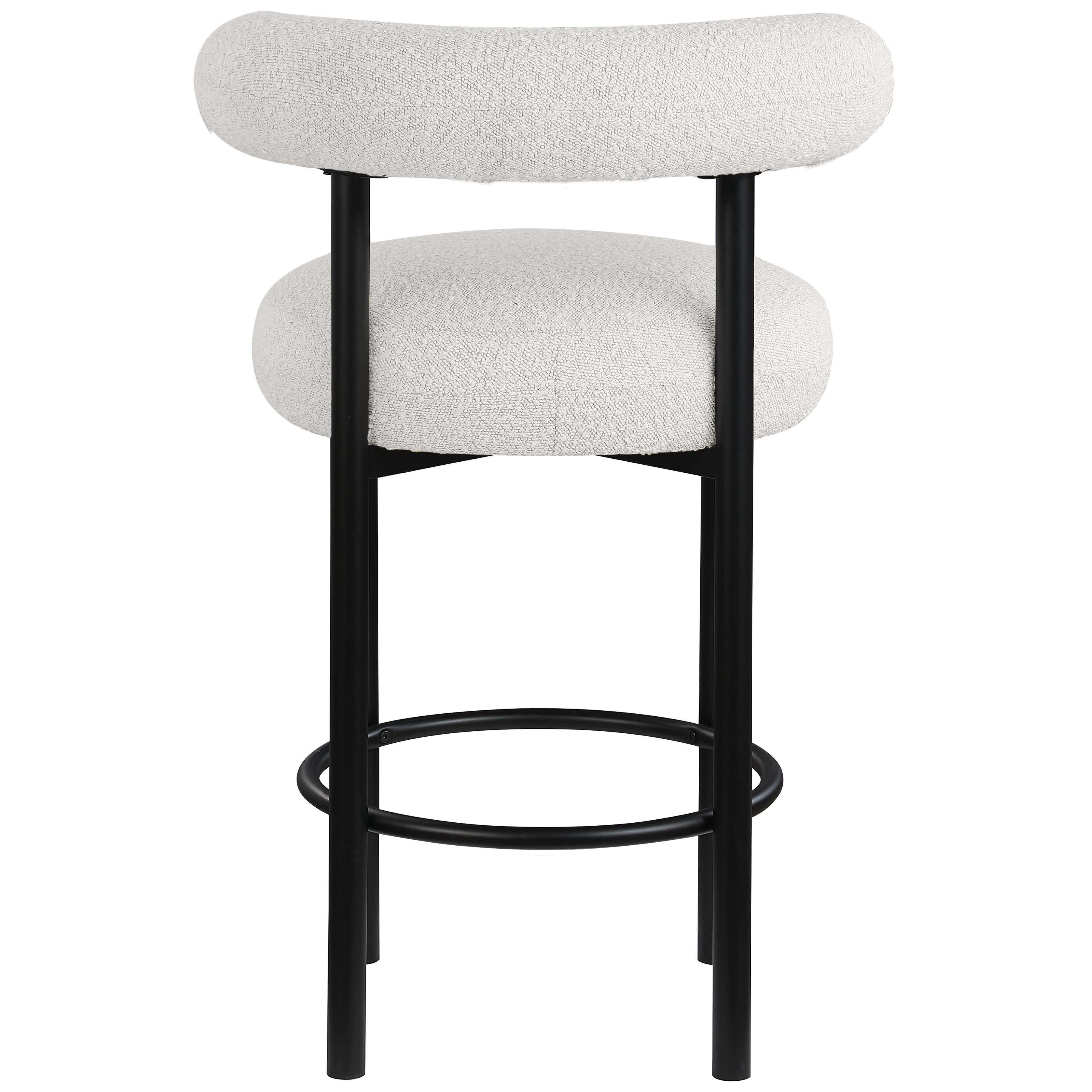 Meridian Bordeaux Cream Boucle Fabric Stool