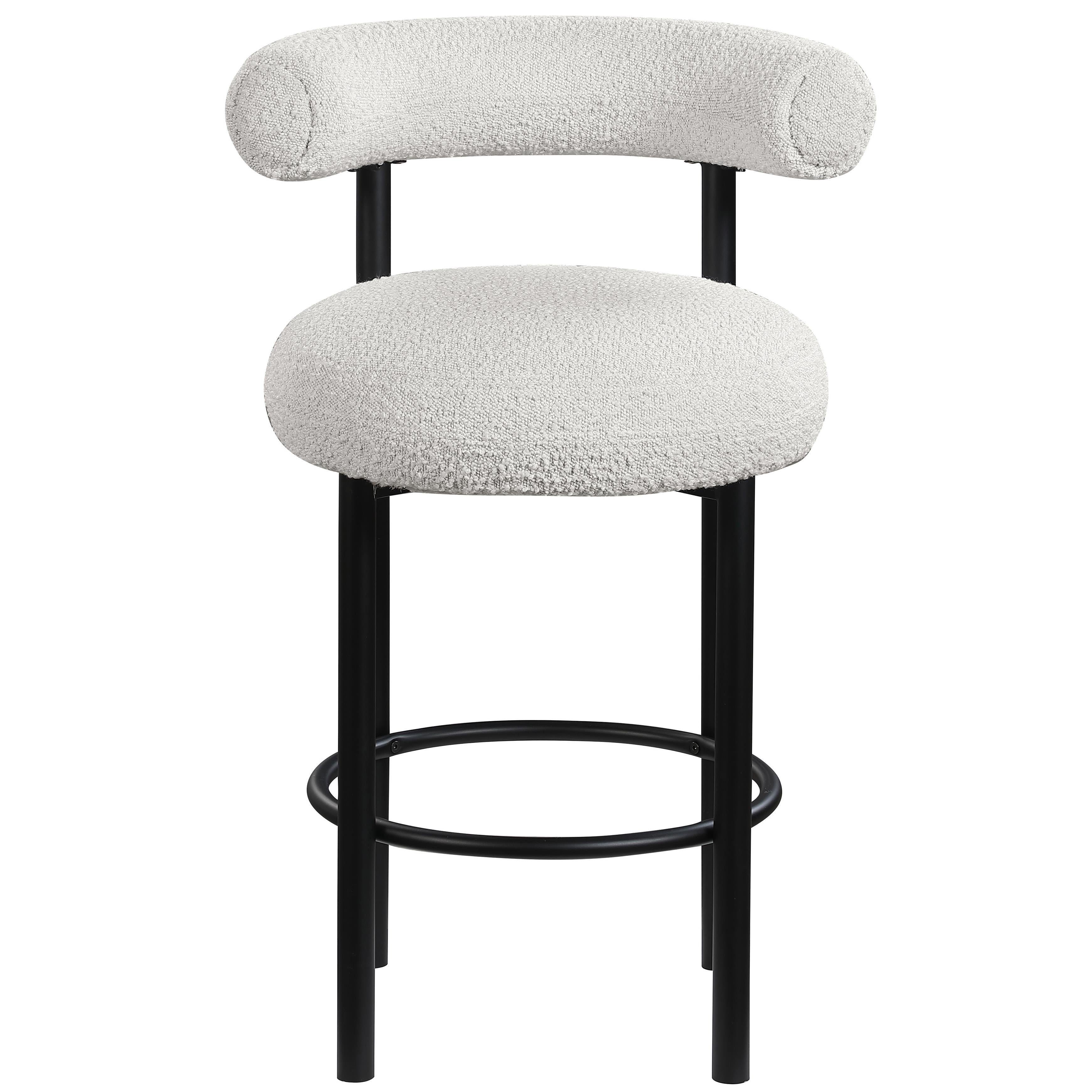 Meridian Bordeaux Cream Boucle Fabric Stool