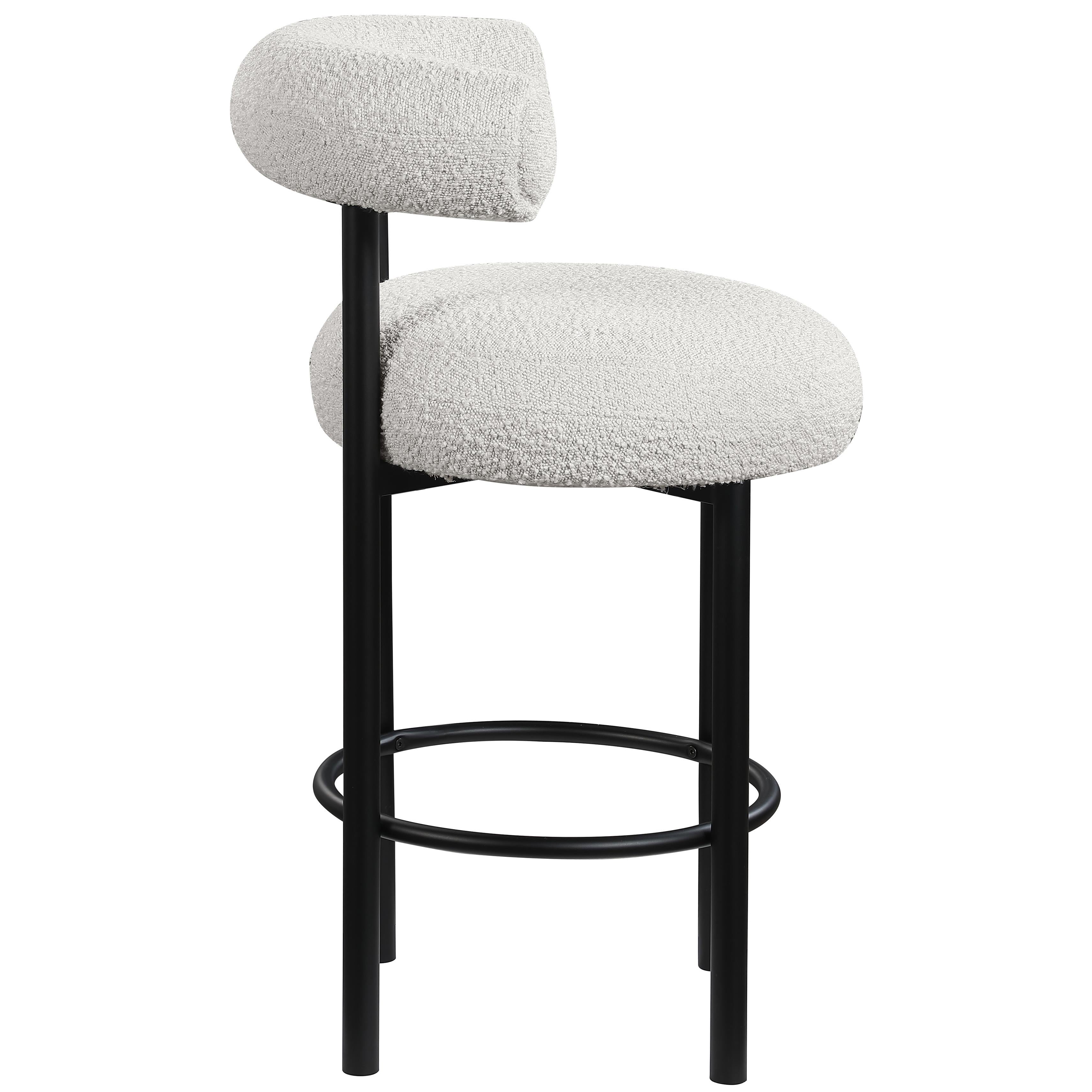 Meridian Bordeaux Cream Boucle Fabric Stool