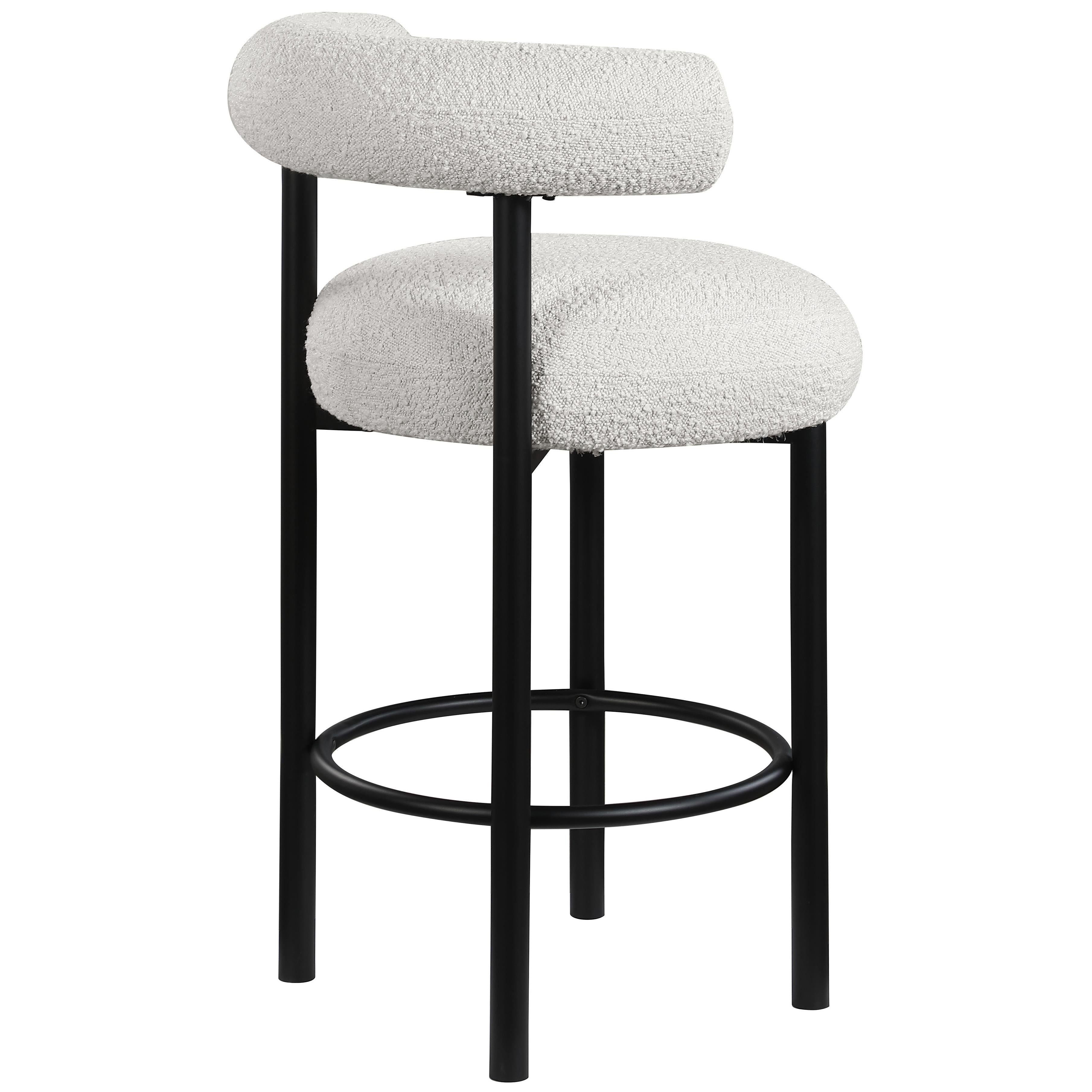 Meridian Bordeaux Cream Boucle Fabric Stool