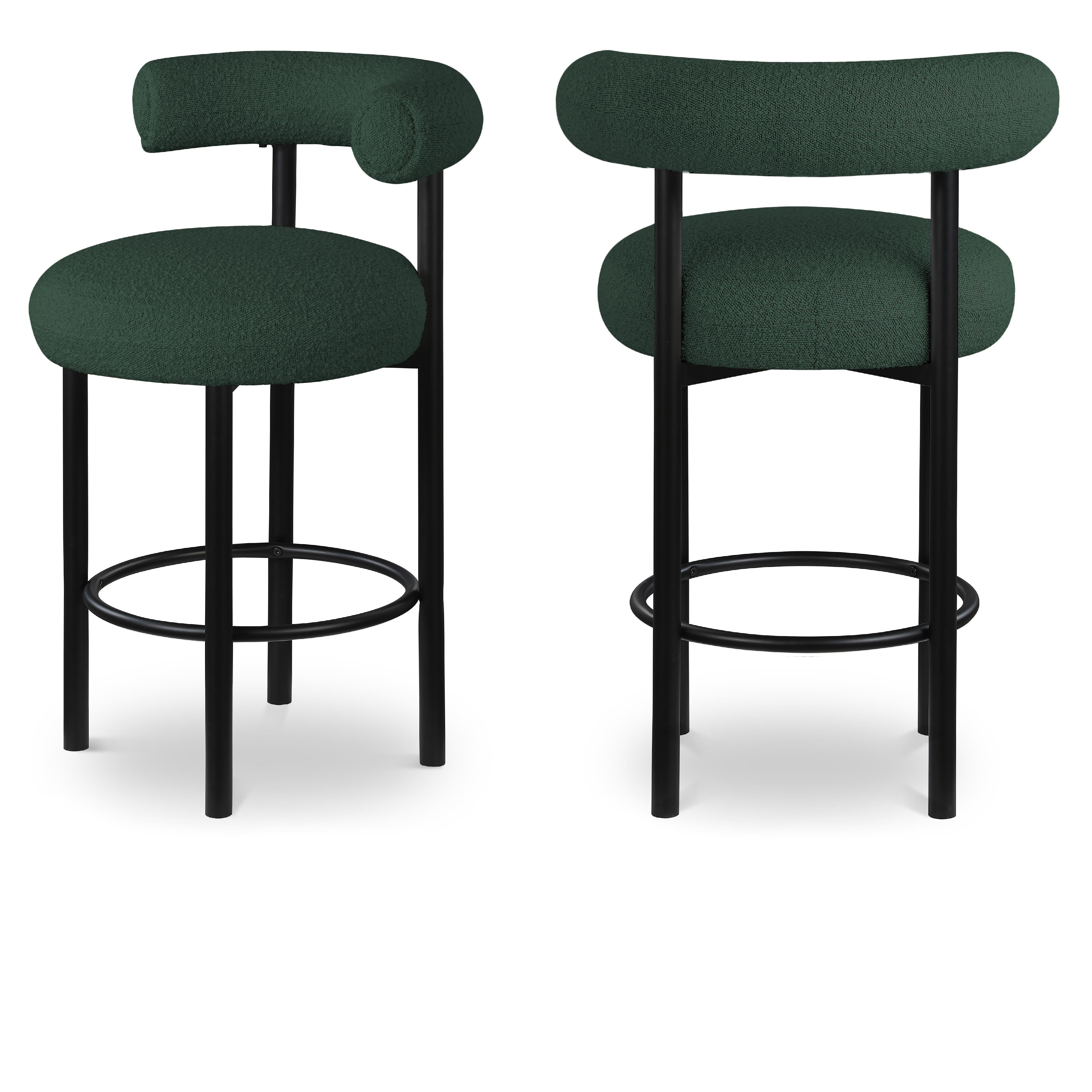 Meridian Bordeaux Green Boucle Fabric Stool