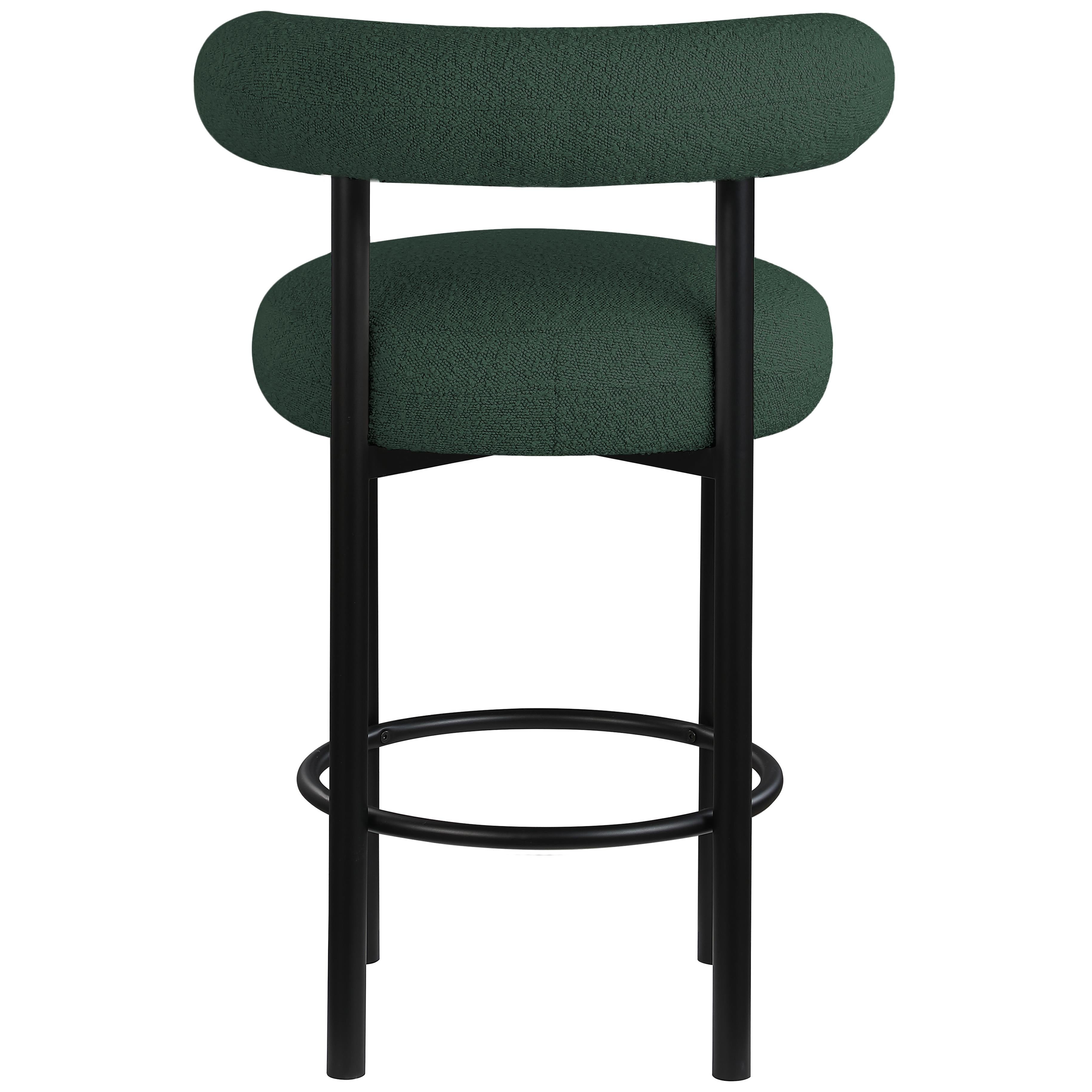 Meridian Bordeaux Green Boucle Fabric Stool