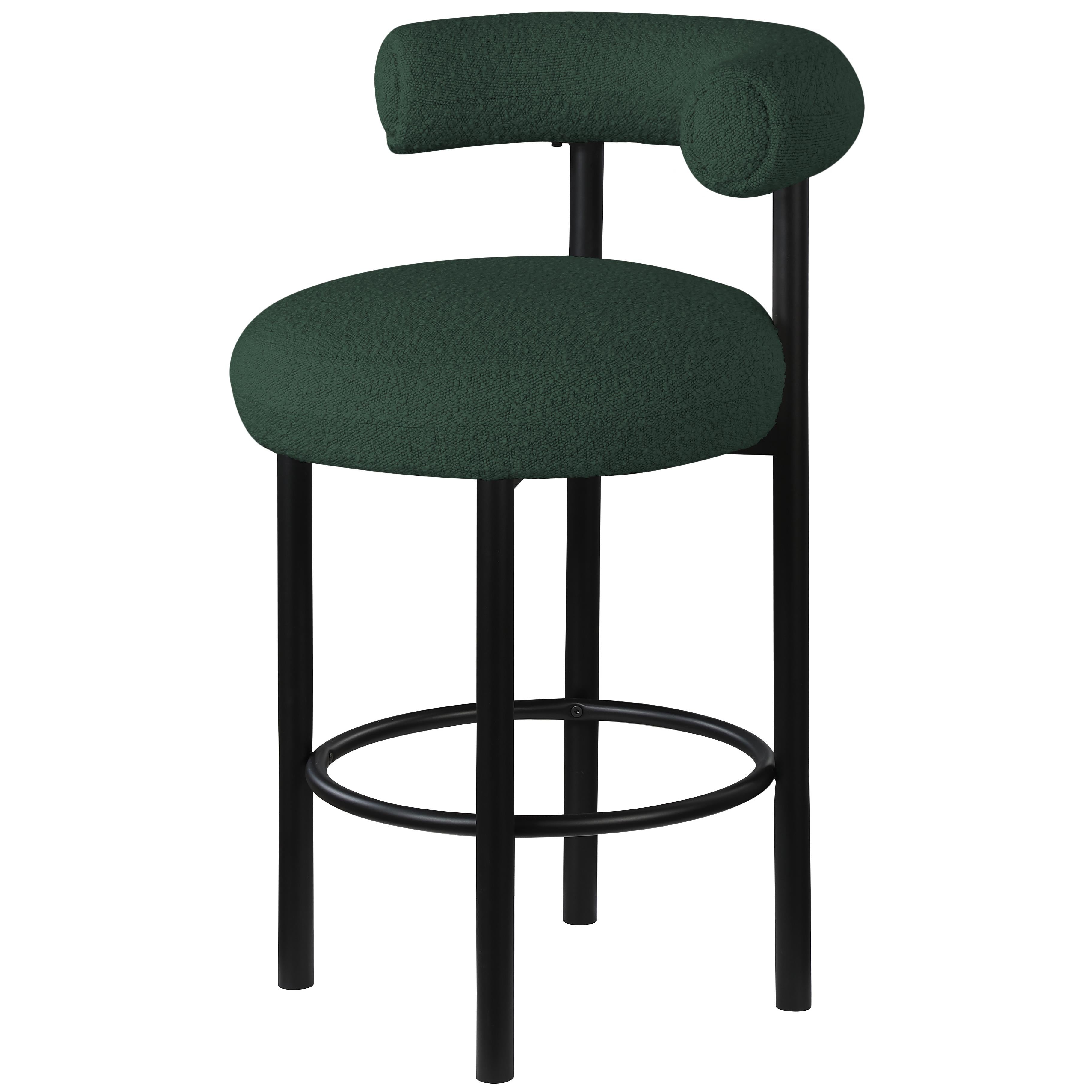 Meridian Bordeaux Green Boucle Fabric Stool