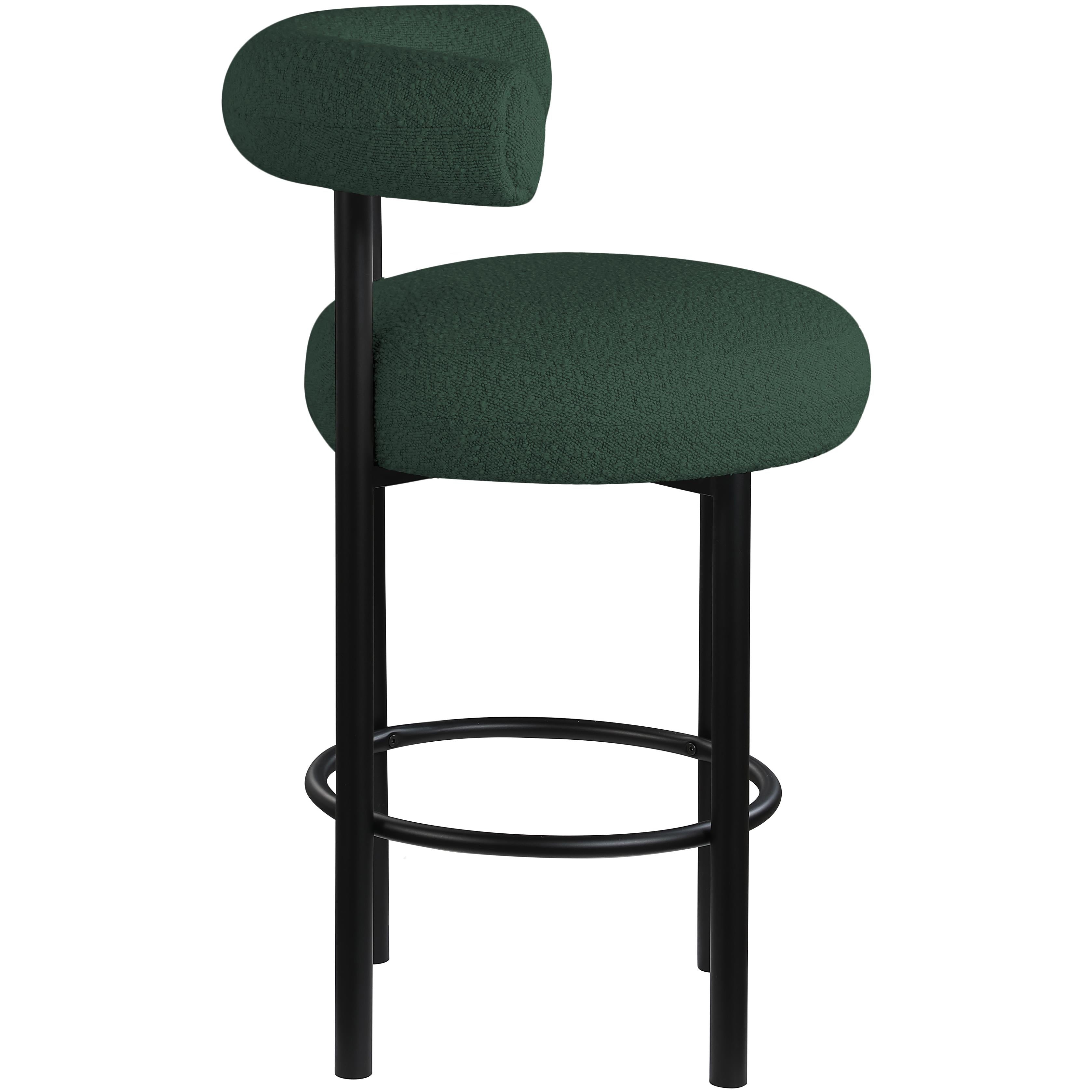 Meridian Bordeaux Green Boucle Fabric Stool