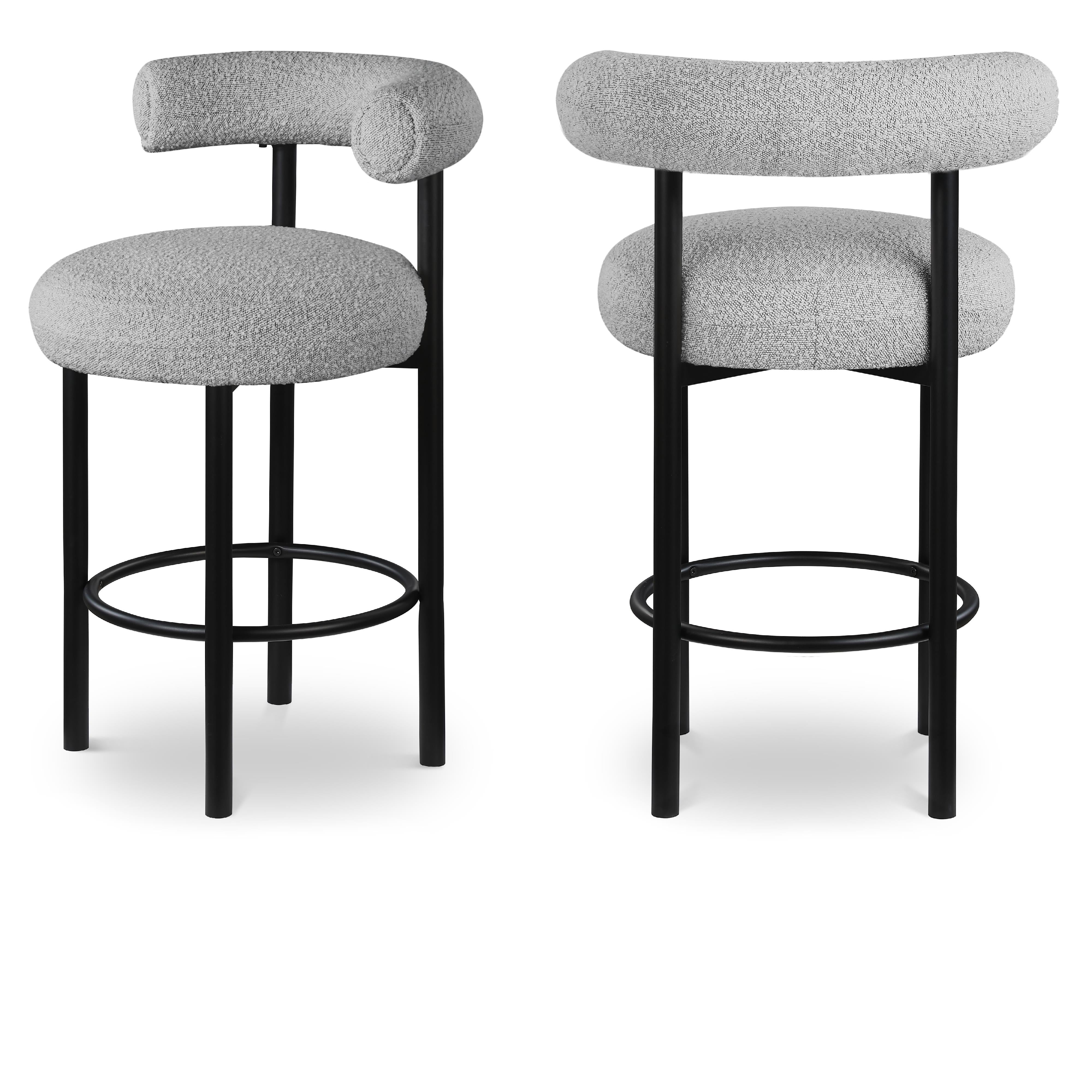 Meridian Bordeaux Grey Boucle Fabric Stool