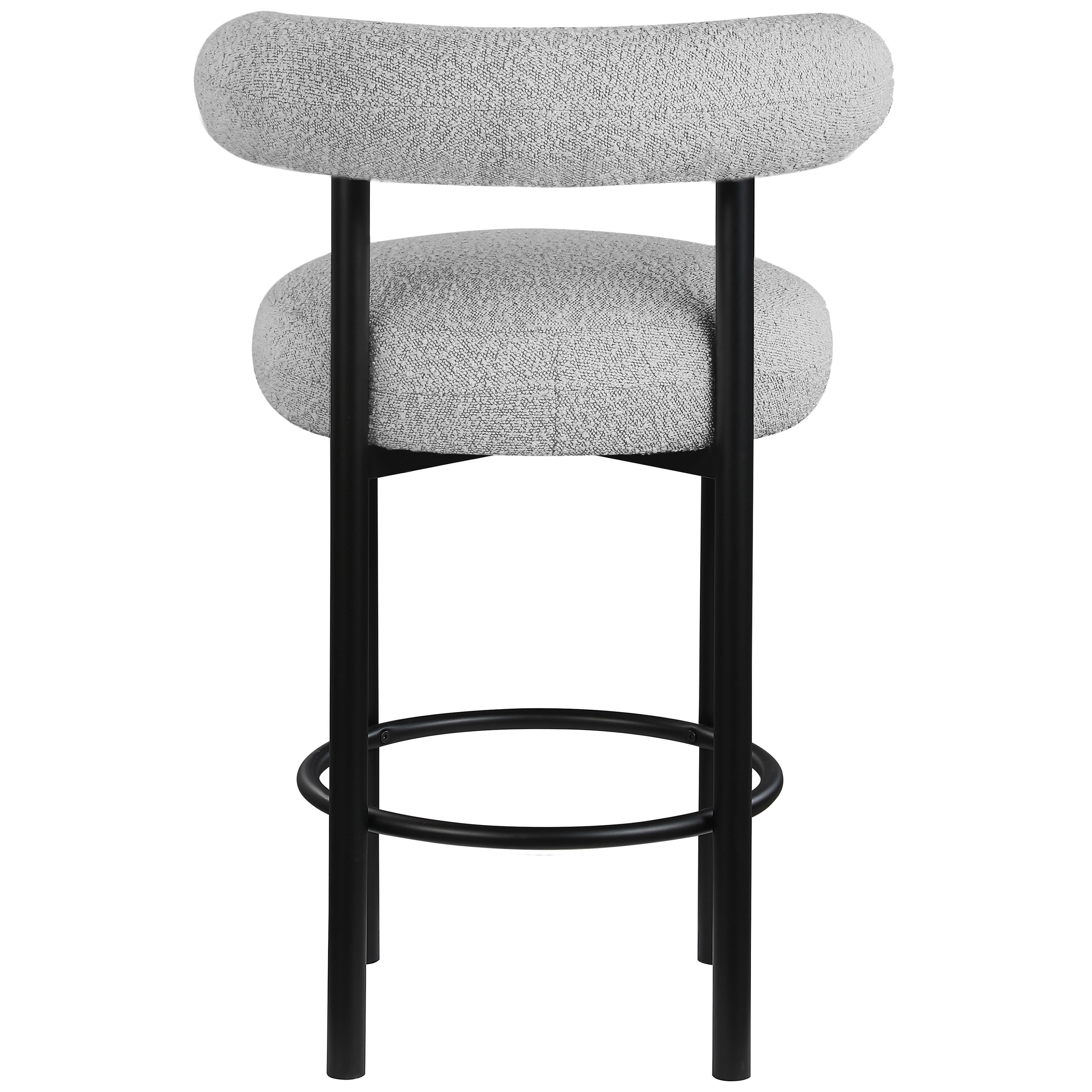 Meridian Bordeaux Grey Boucle Fabric Stool