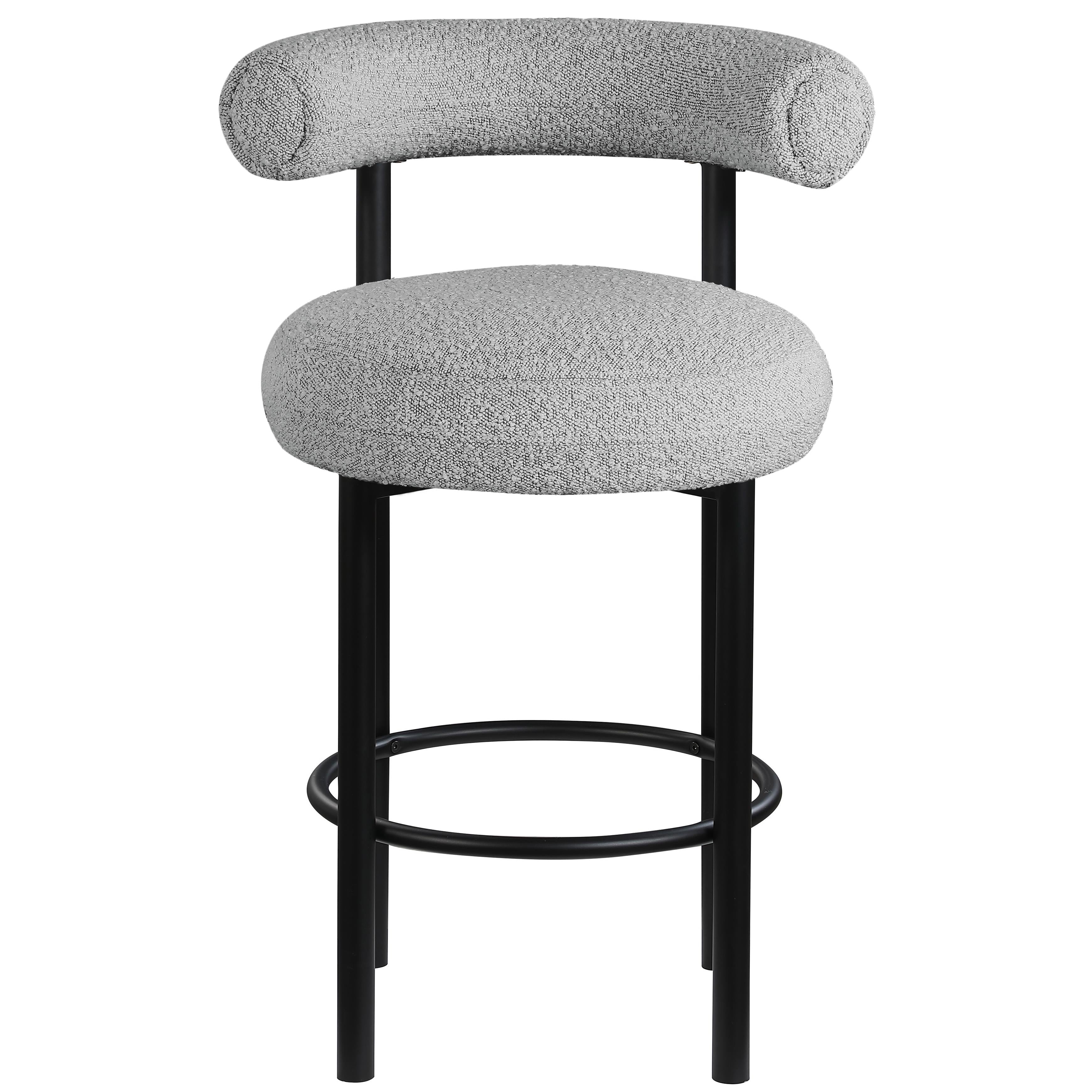 Meridian Bordeaux Grey Boucle Fabric Stool