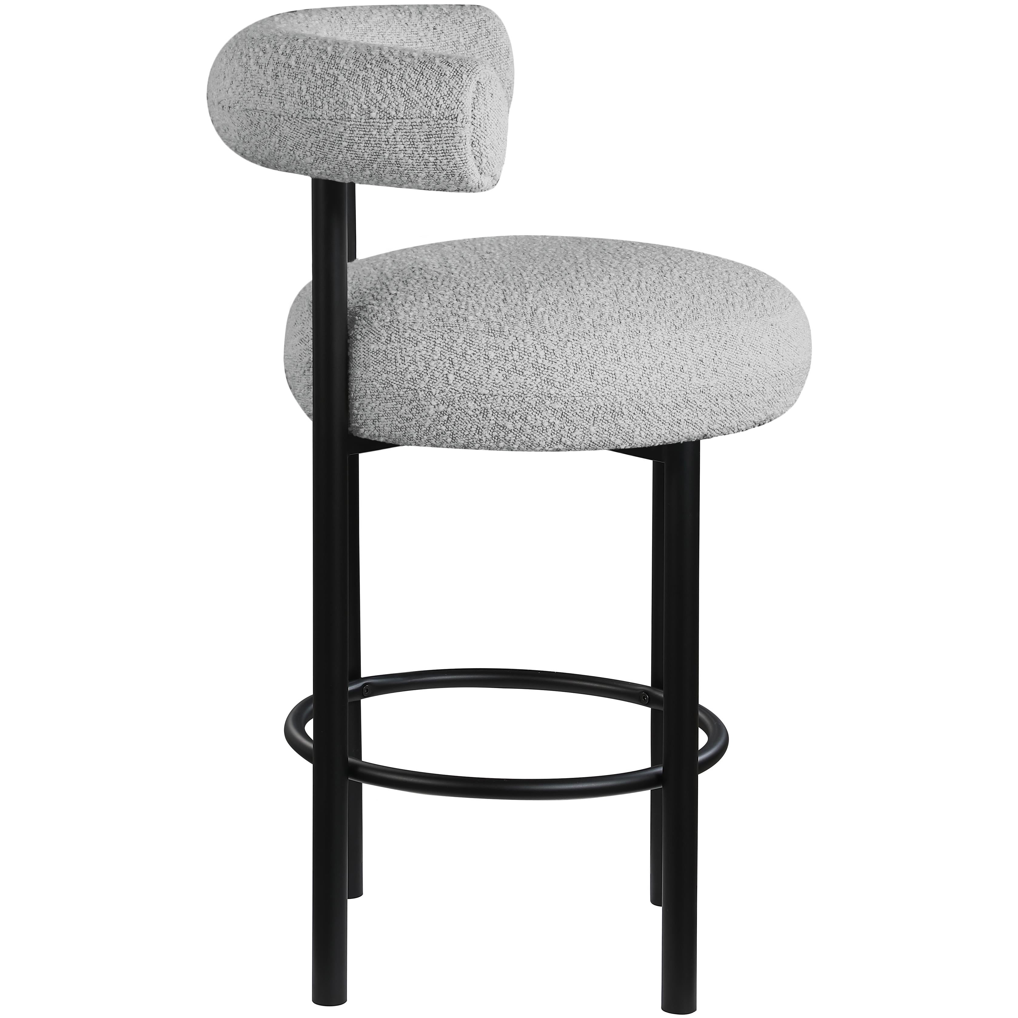 Meridian Bordeaux Grey Boucle Fabric Stool