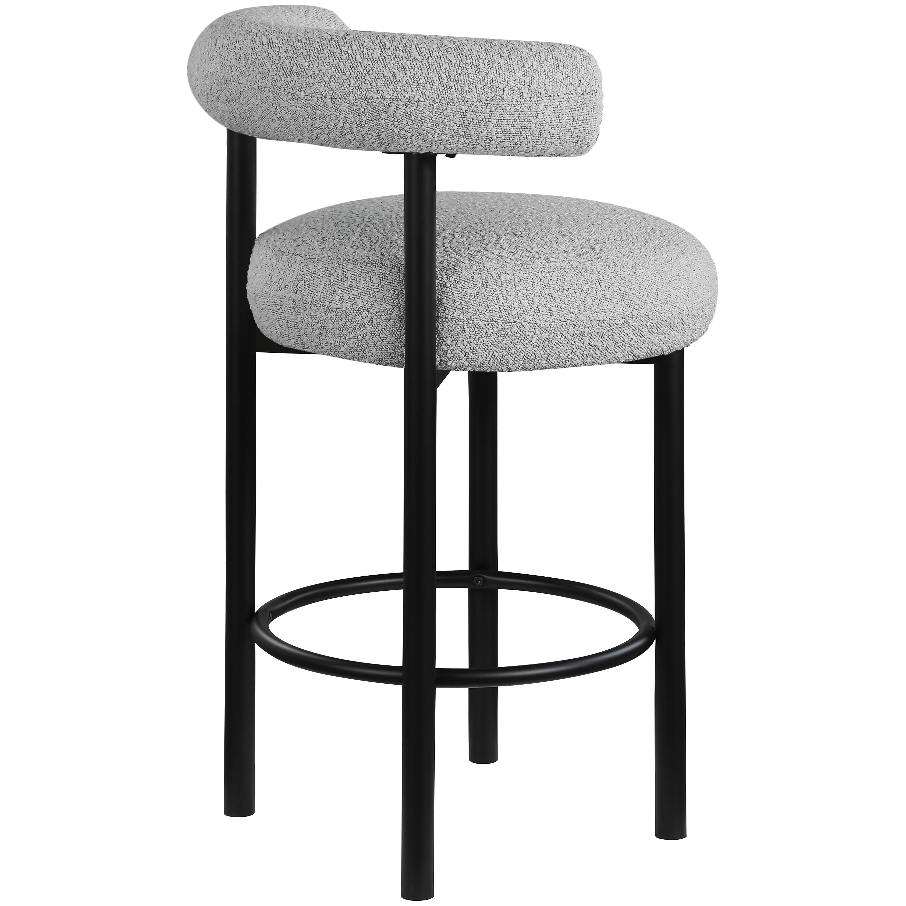 Meridian Bordeaux Grey Boucle Fabric Stool