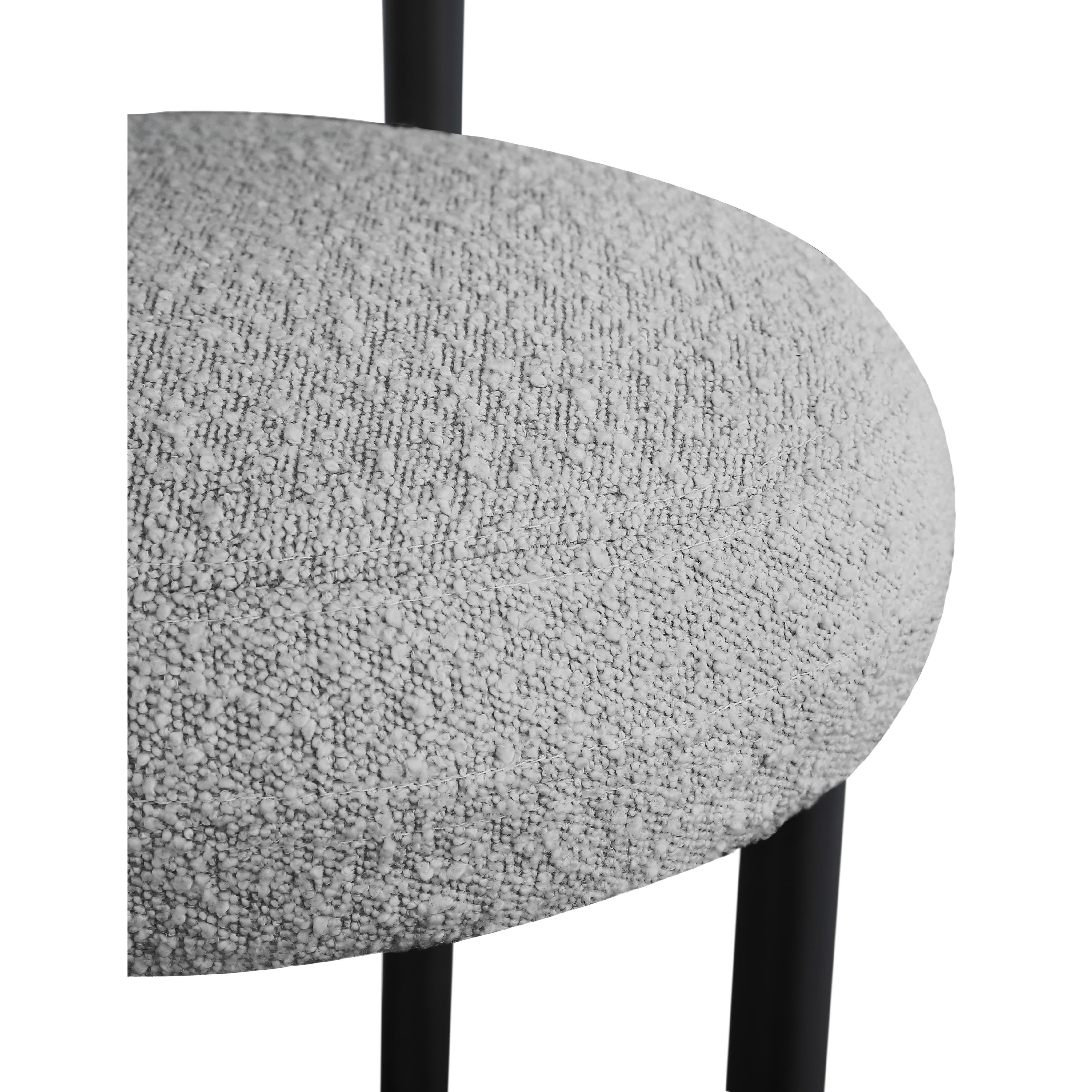 Meridian Bordeaux Grey Boucle Fabric Stool