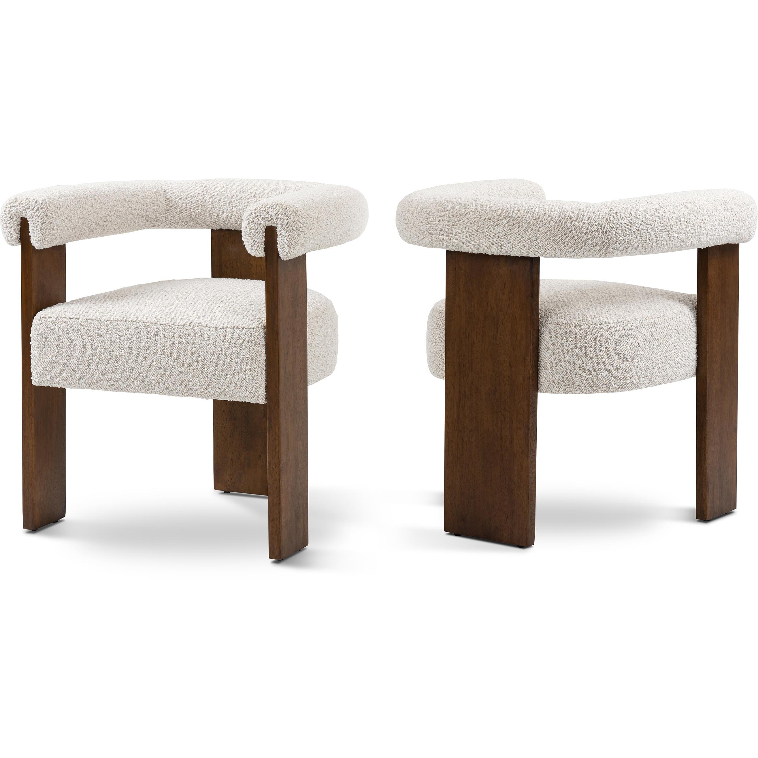 Meridian Barrel Cream Boucle Fabric Dining Chair