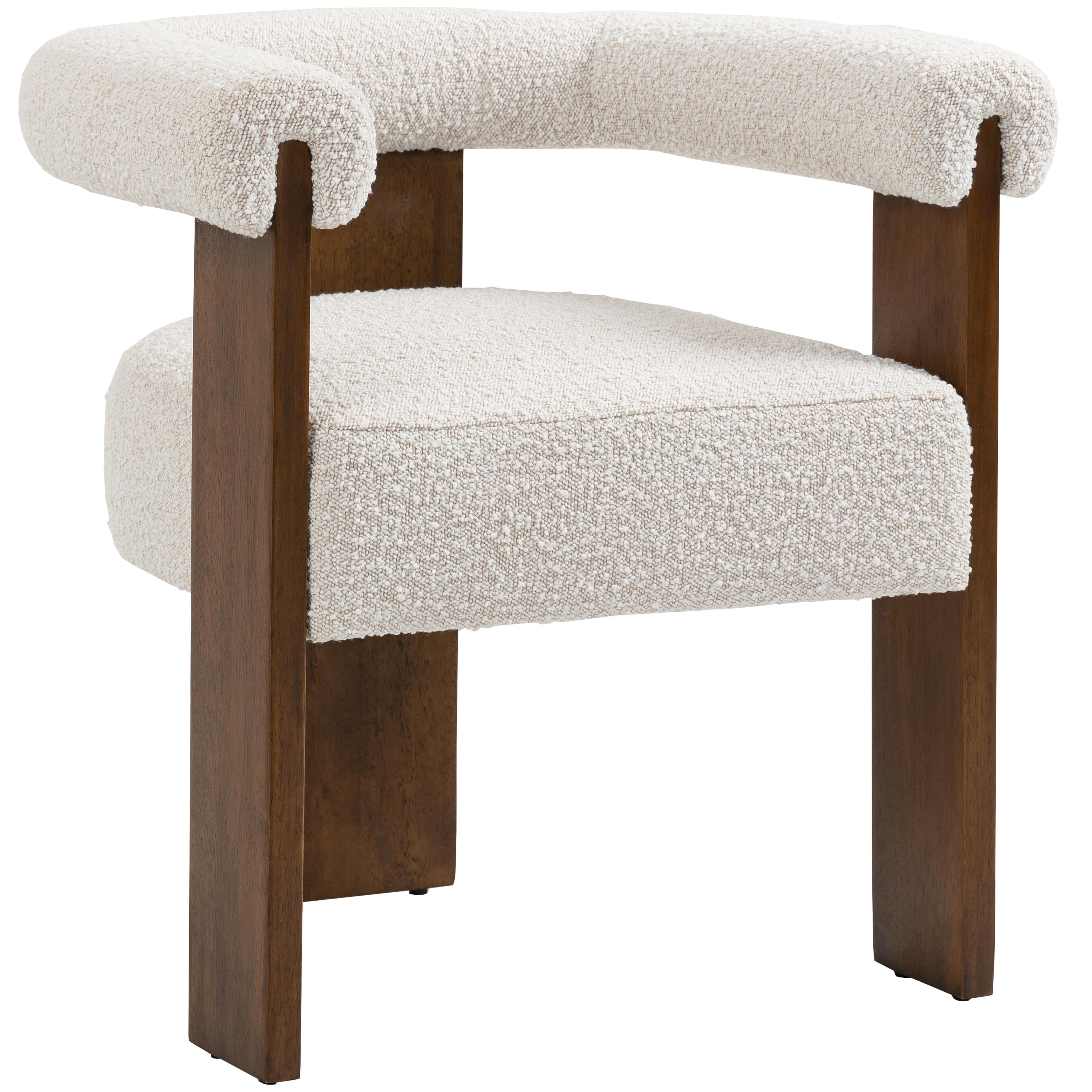 Meridian Barrel Cream Boucle Fabric Dining Chair