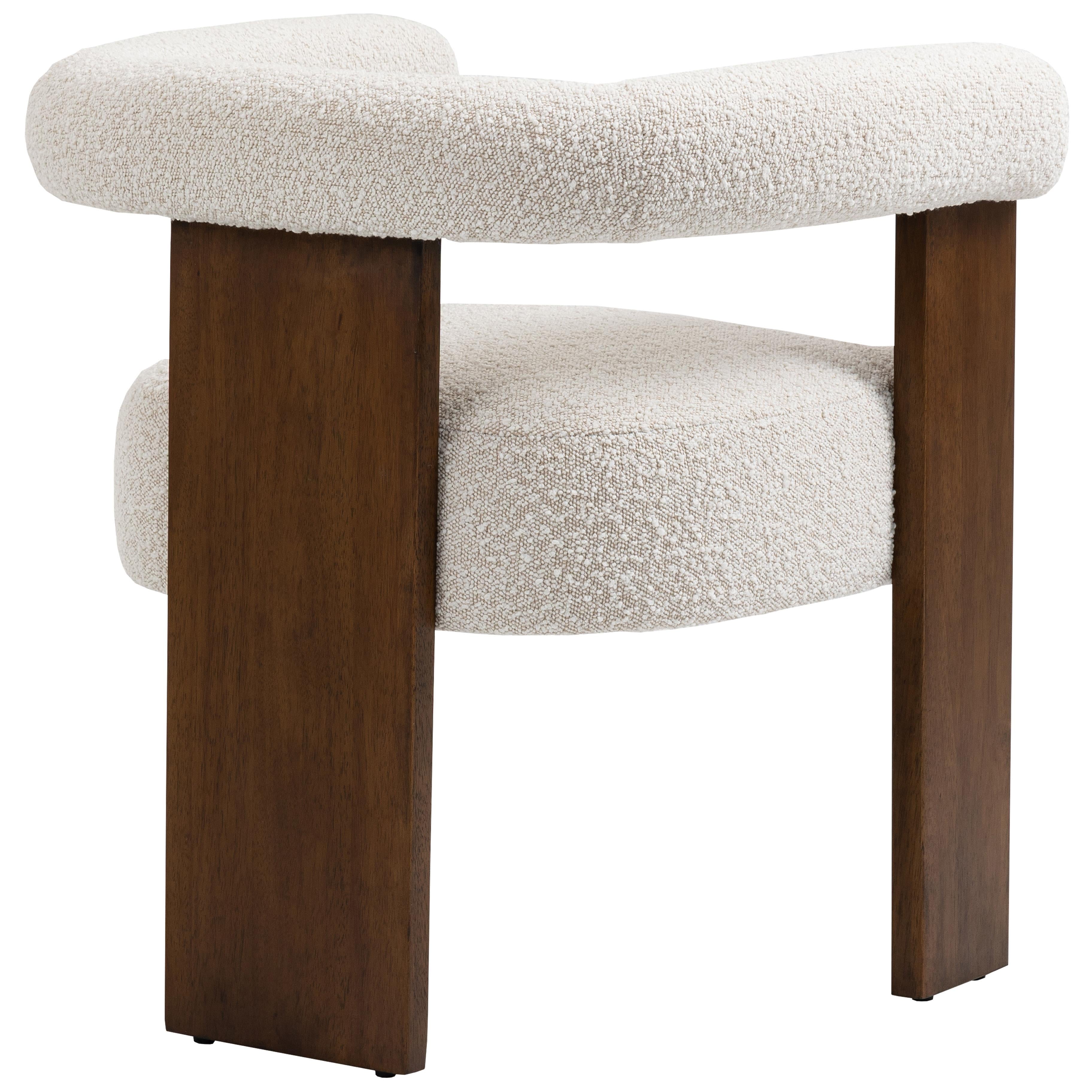 Meridian Barrel Cream Boucle Fabric Dining Chair