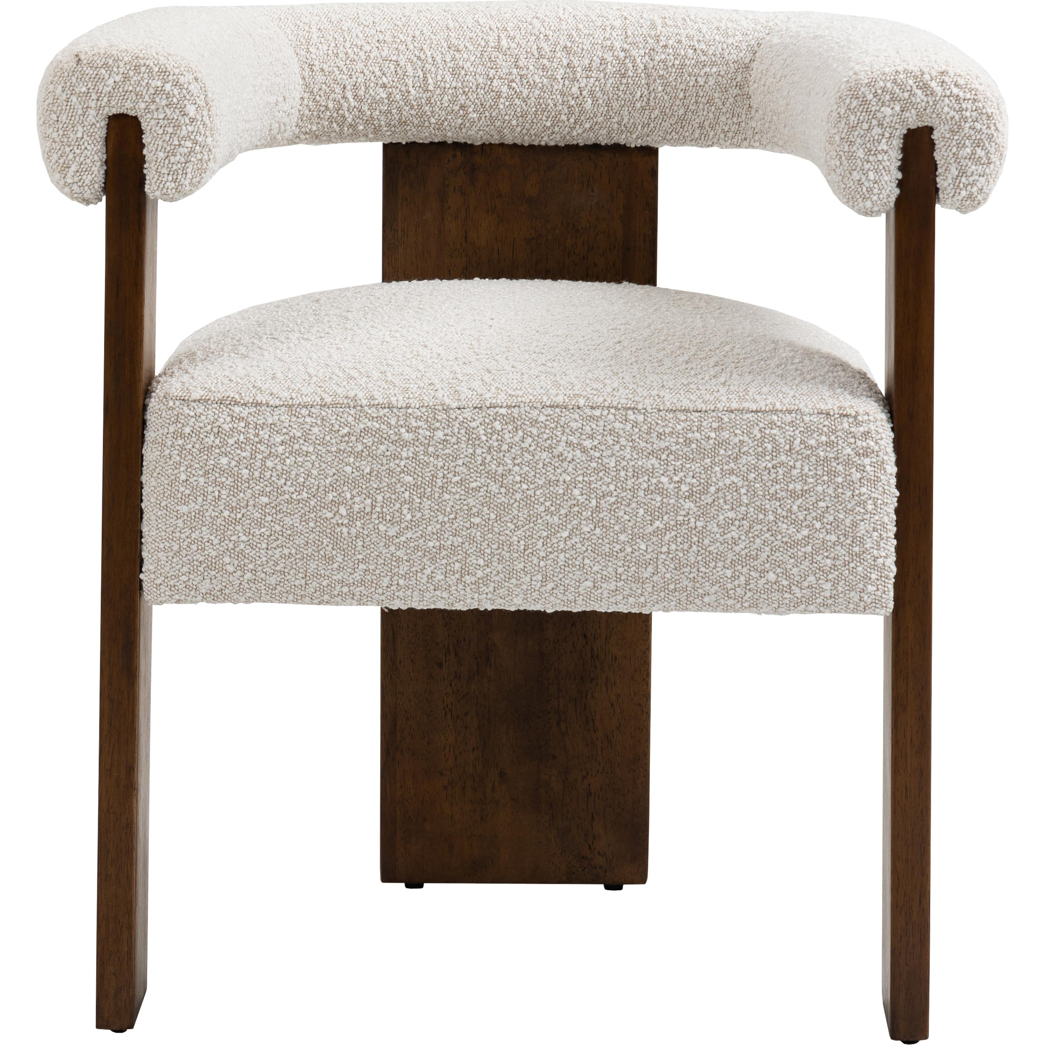 Meridian Barrel Cream Boucle Fabric Dining Chair