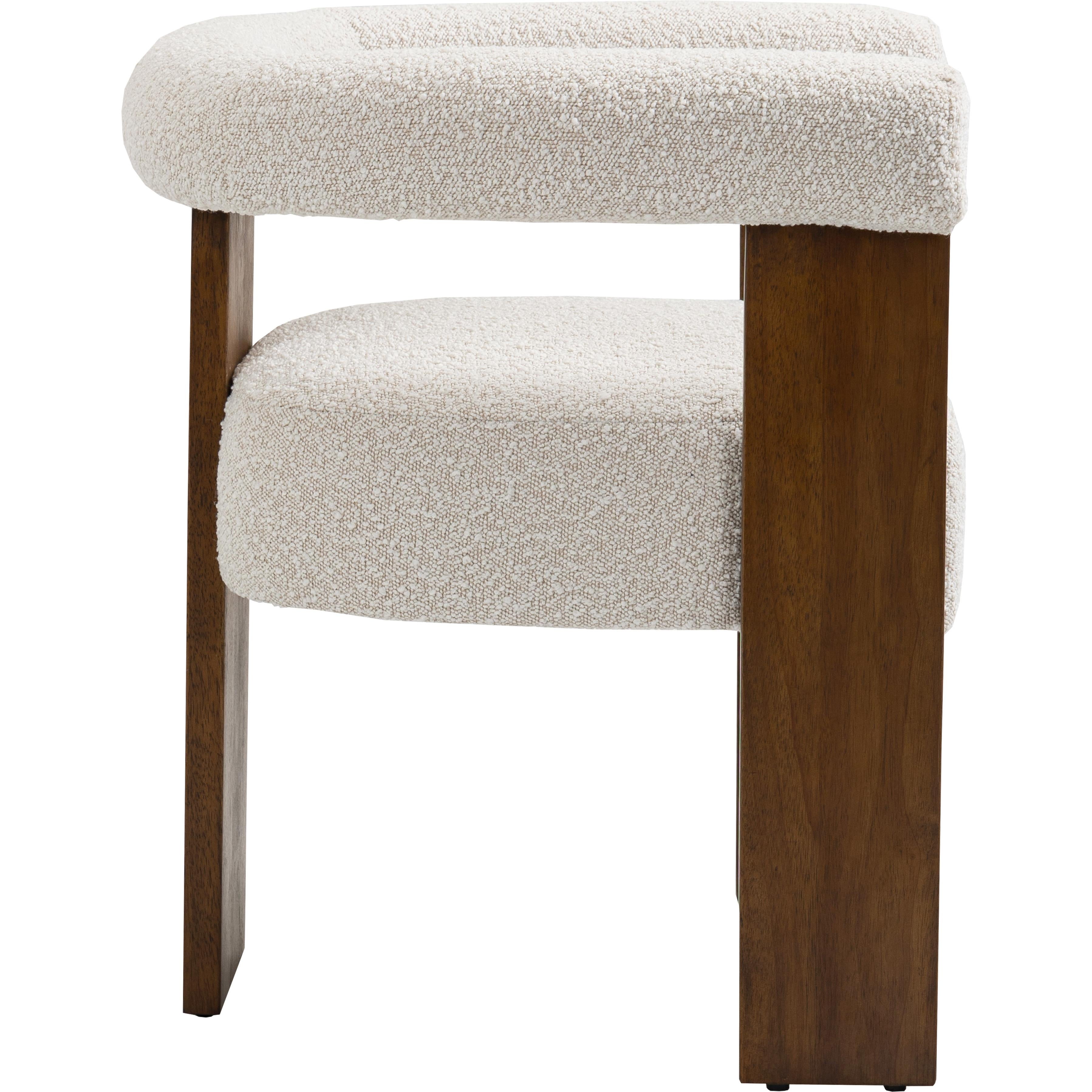 Meridian Barrel Cream Boucle Fabric Dining Chair