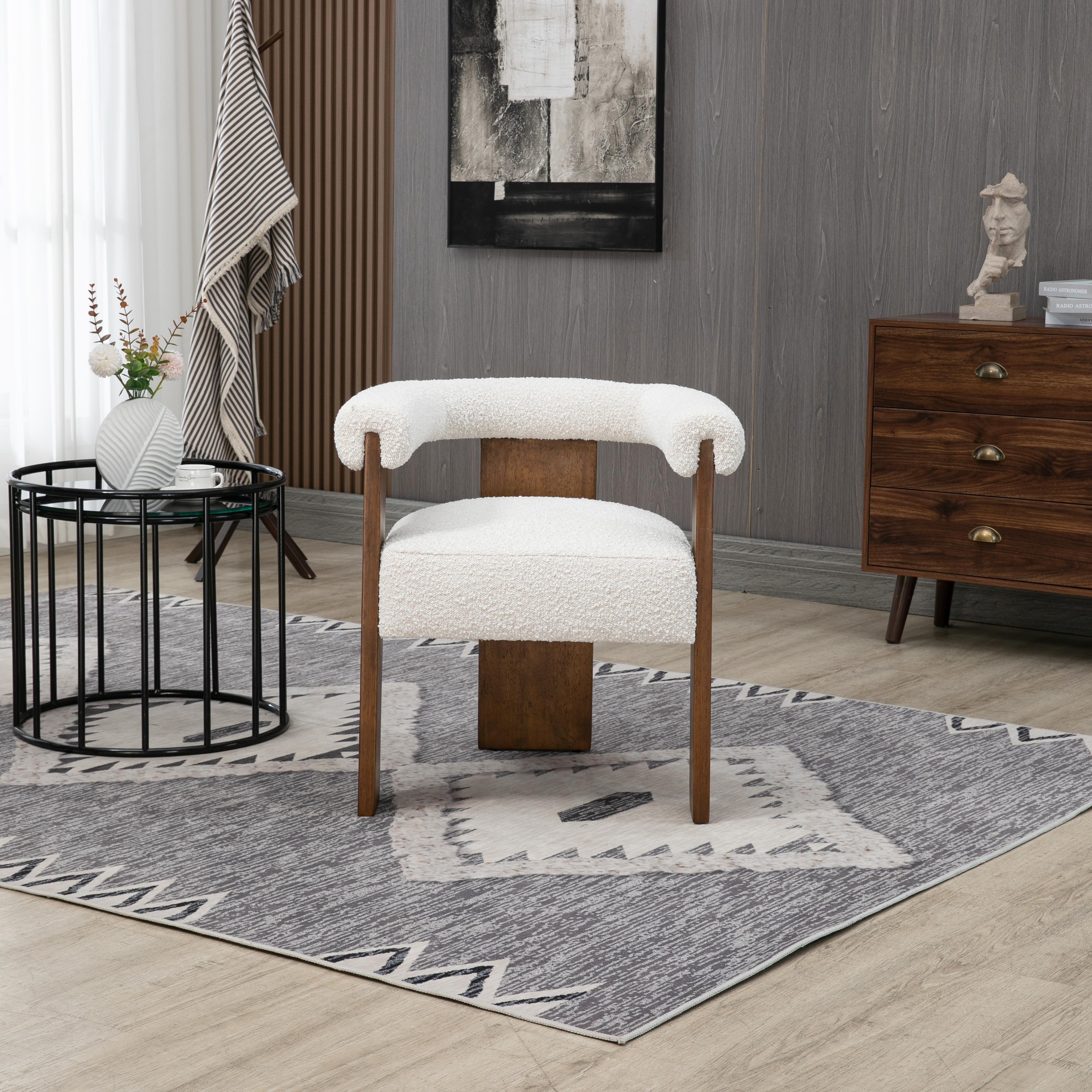 Meridian Barrel Cream Boucle Fabric Dining Chair