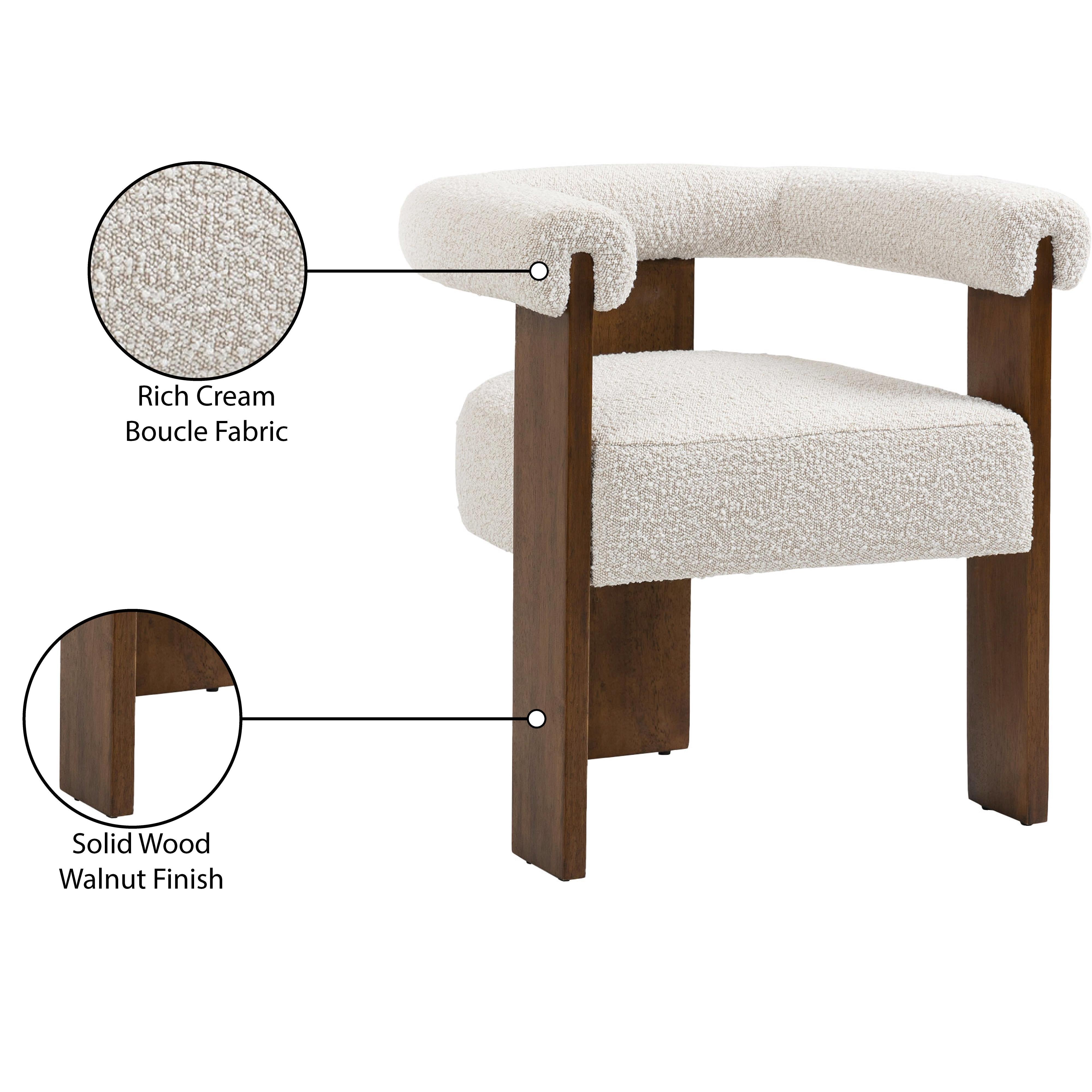 Meridian Barrel Cream Boucle Fabric Dining Chair