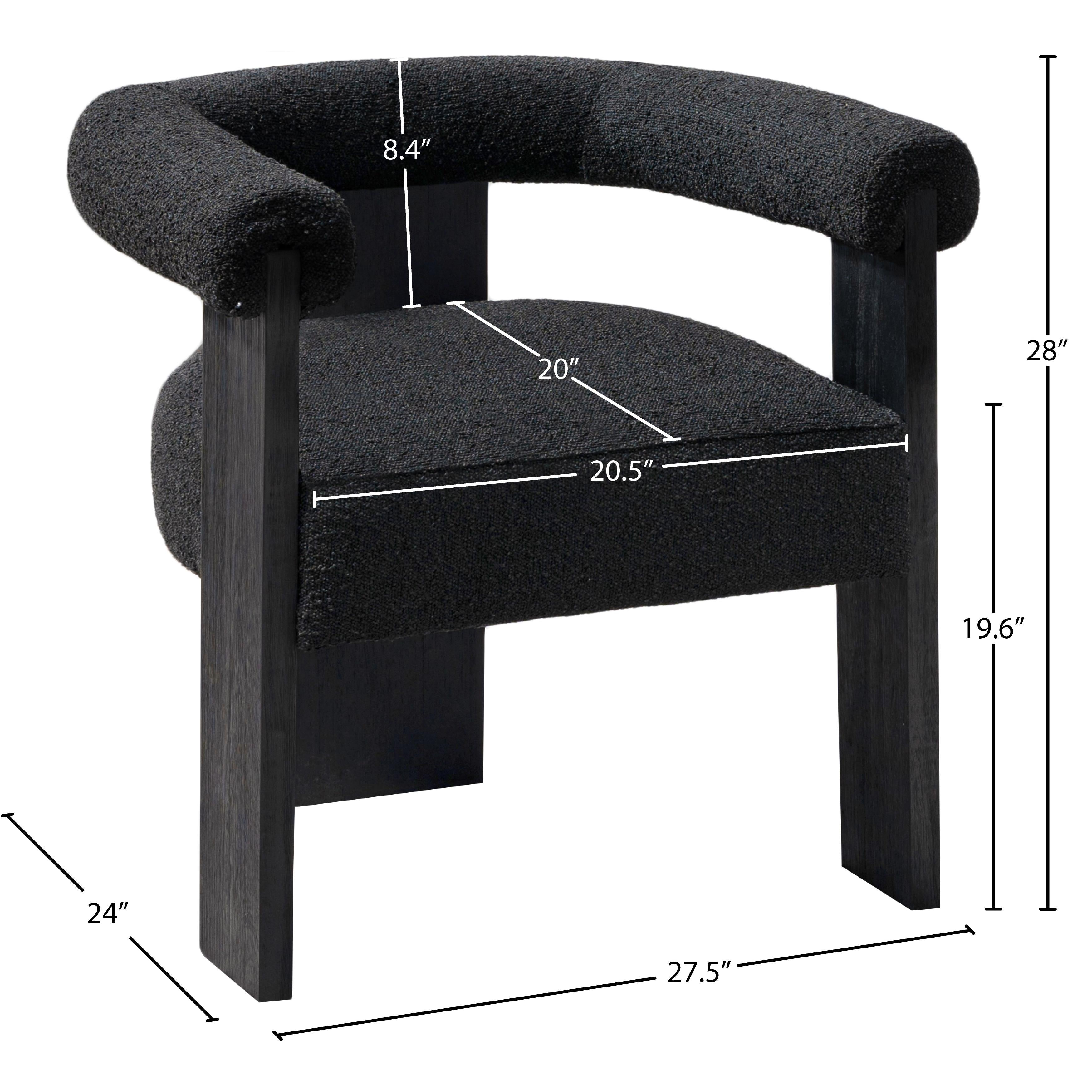 Meridian Barrel Black Boucle Fabric Dining Chair