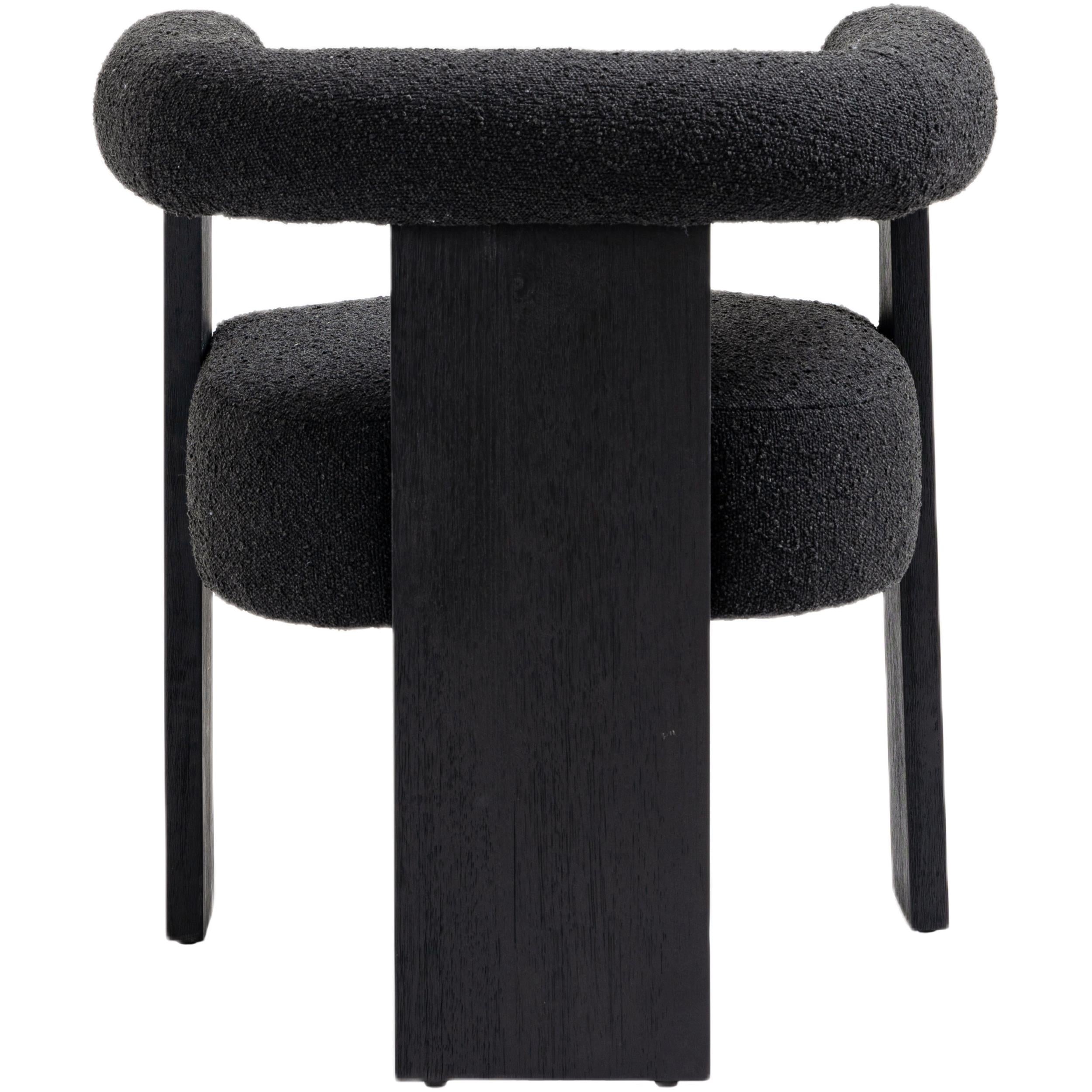 Meridian Barrel Black Boucle Fabric Dining Chair