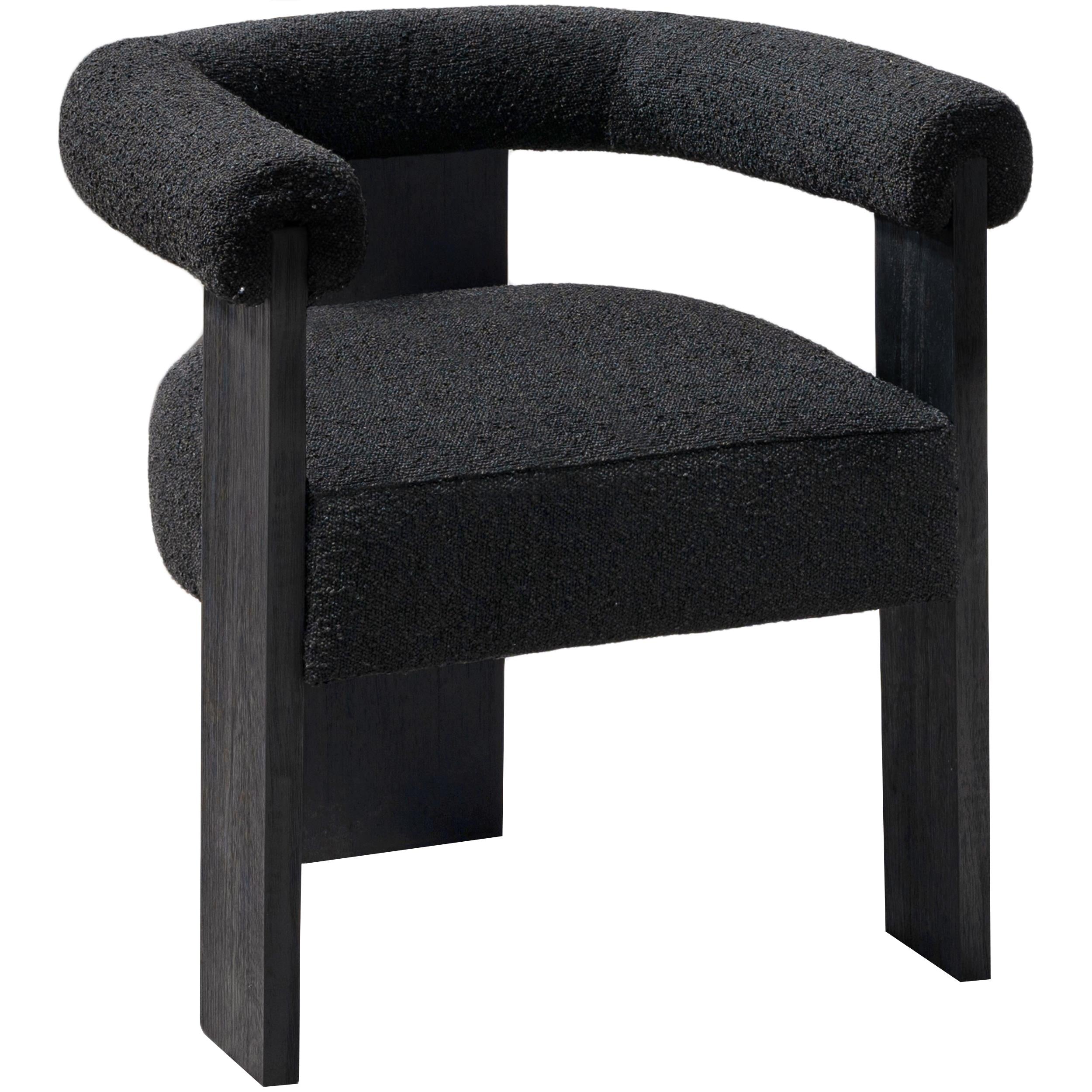 Meridian Barrel Black Boucle Fabric Dining Chair