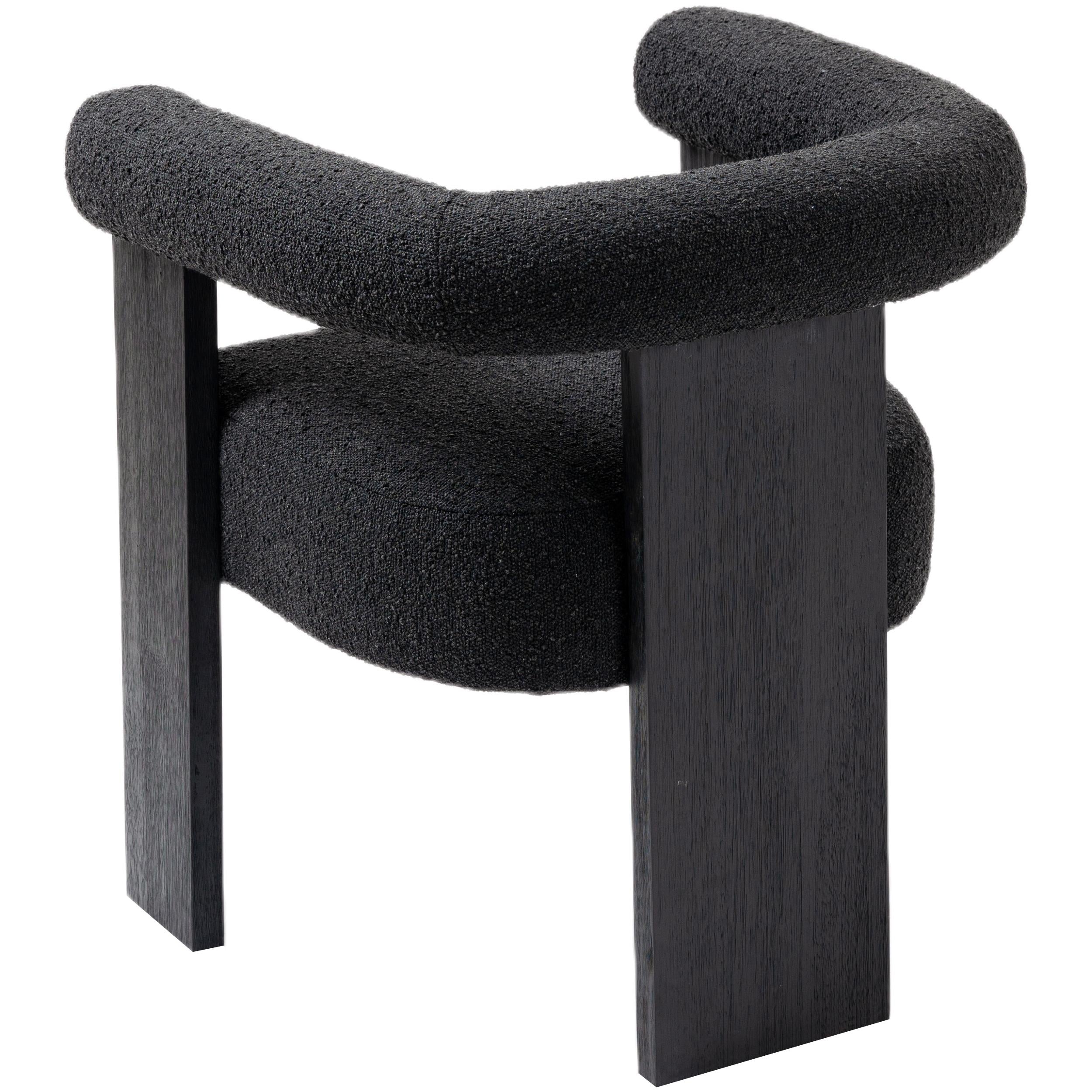 Meridian Barrel Black Boucle Fabric Dining Chair