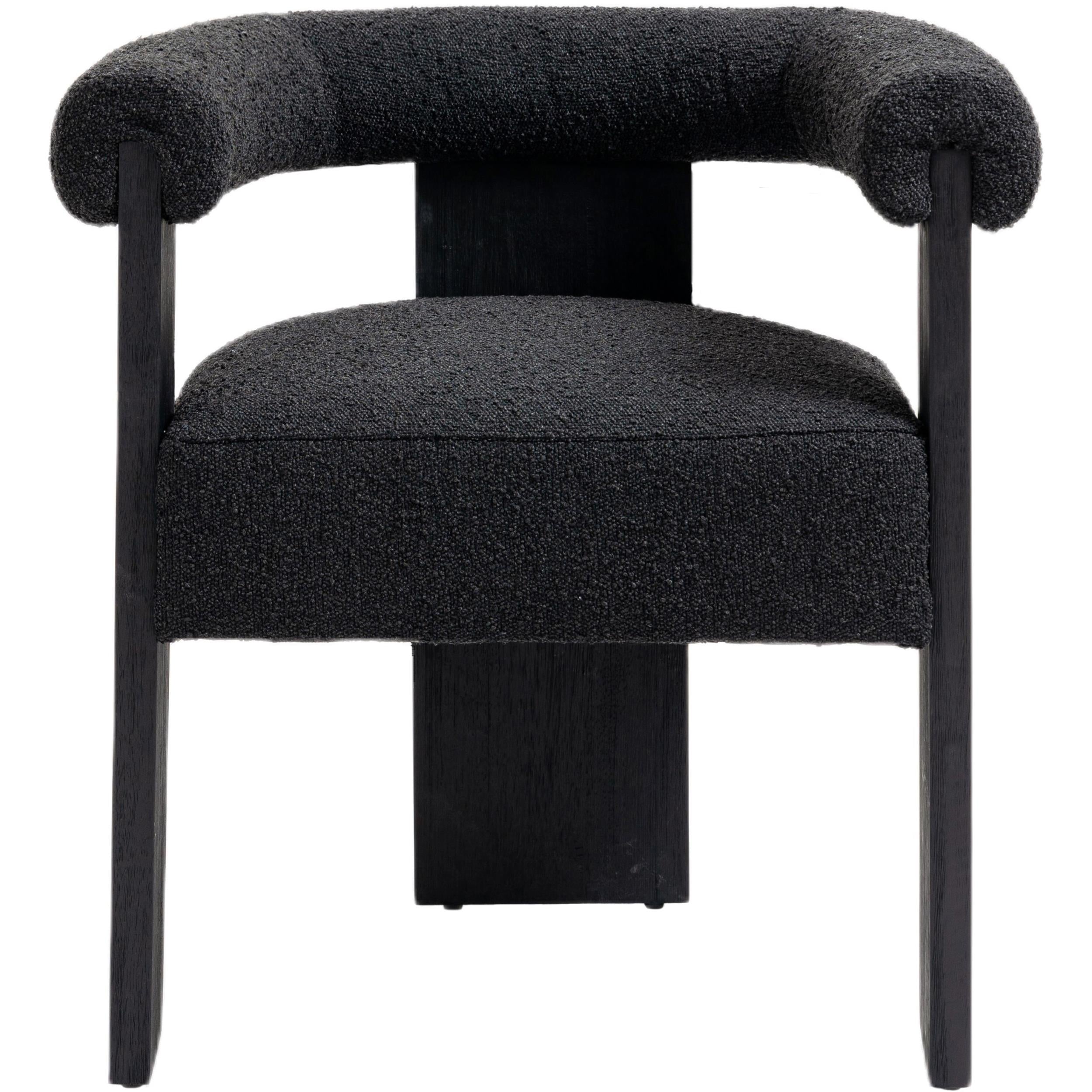 Meridian Barrel Black Boucle Fabric Dining Chair