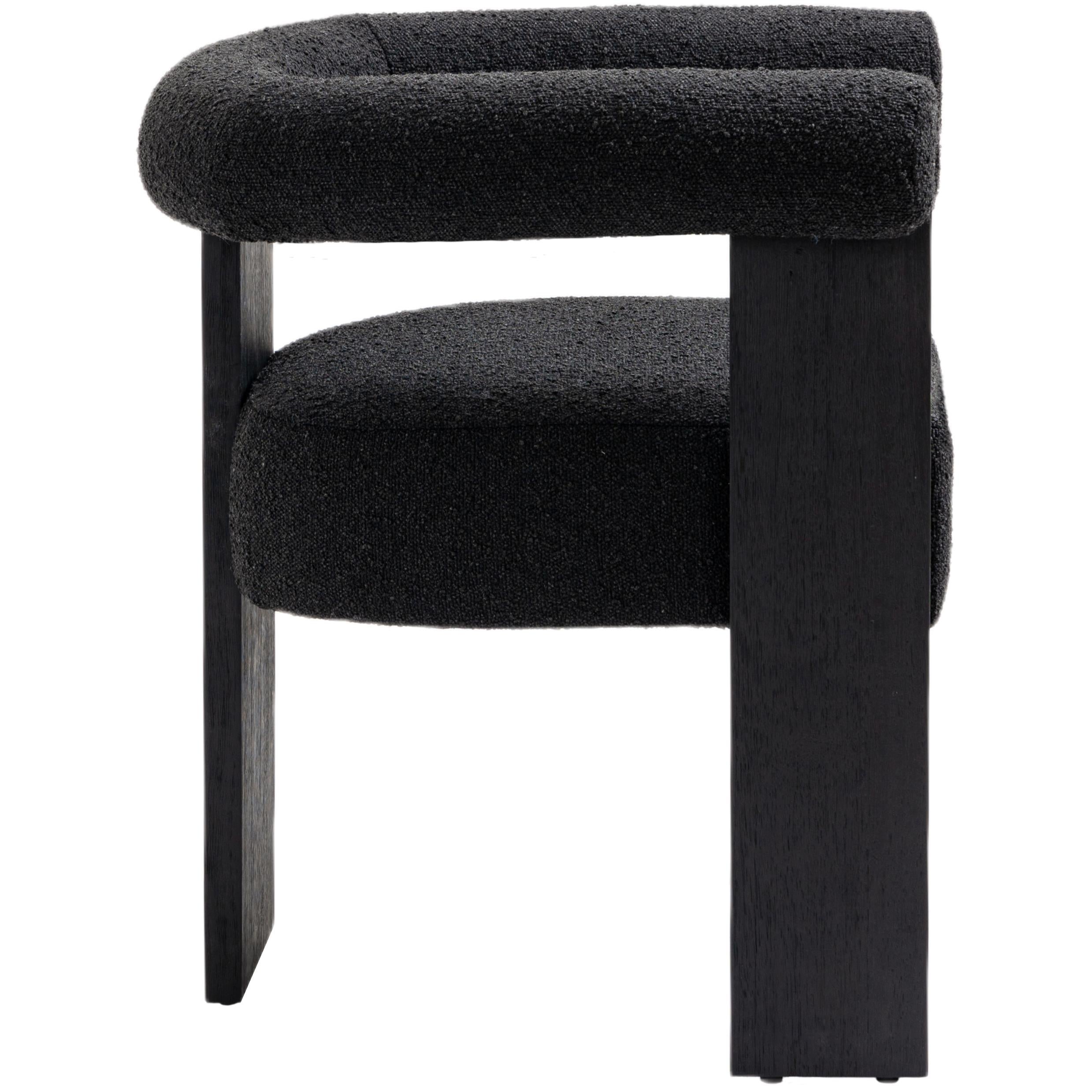 Meridian Barrel Black Boucle Fabric Dining Chair