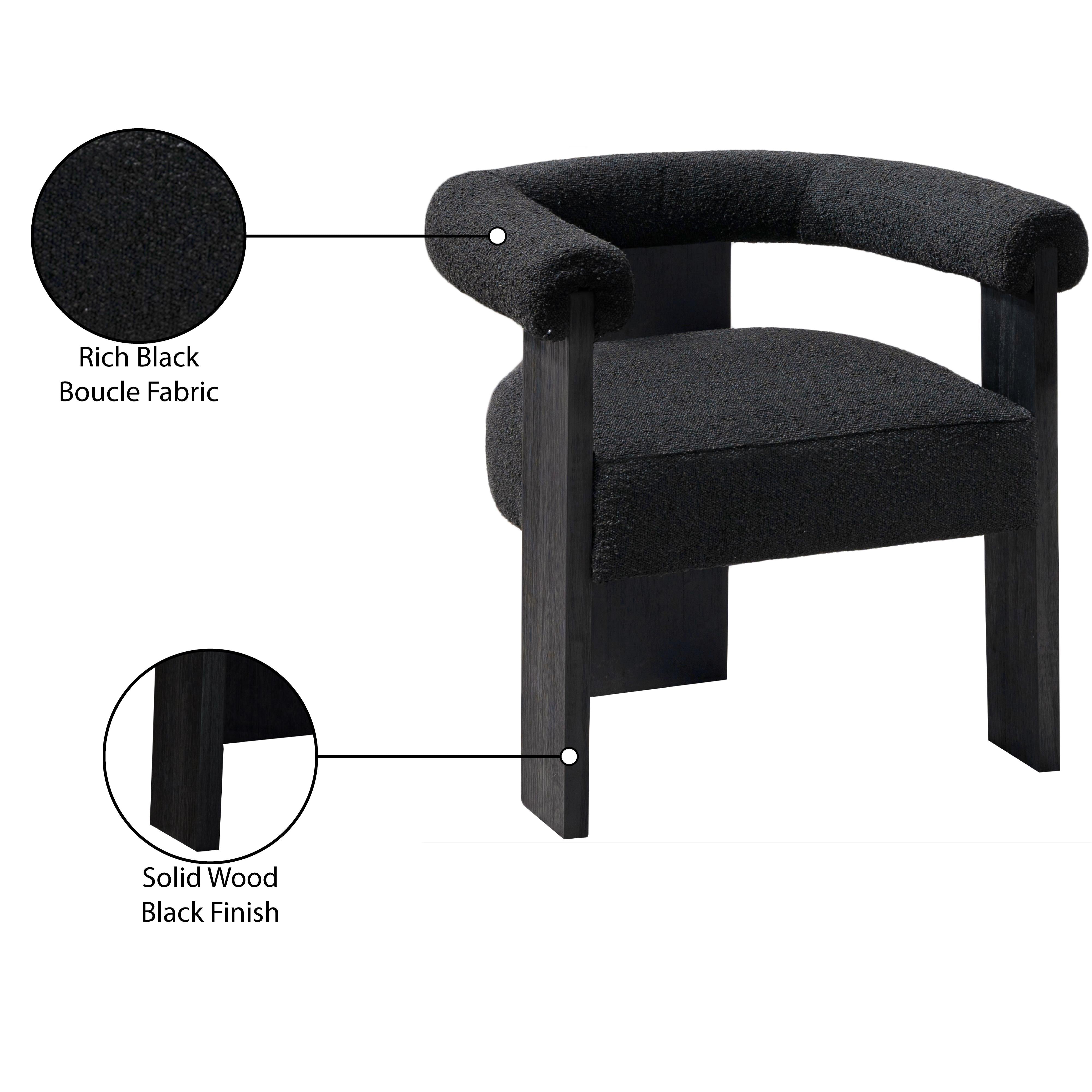 Meridian Barrel Black Boucle Fabric Dining Chair