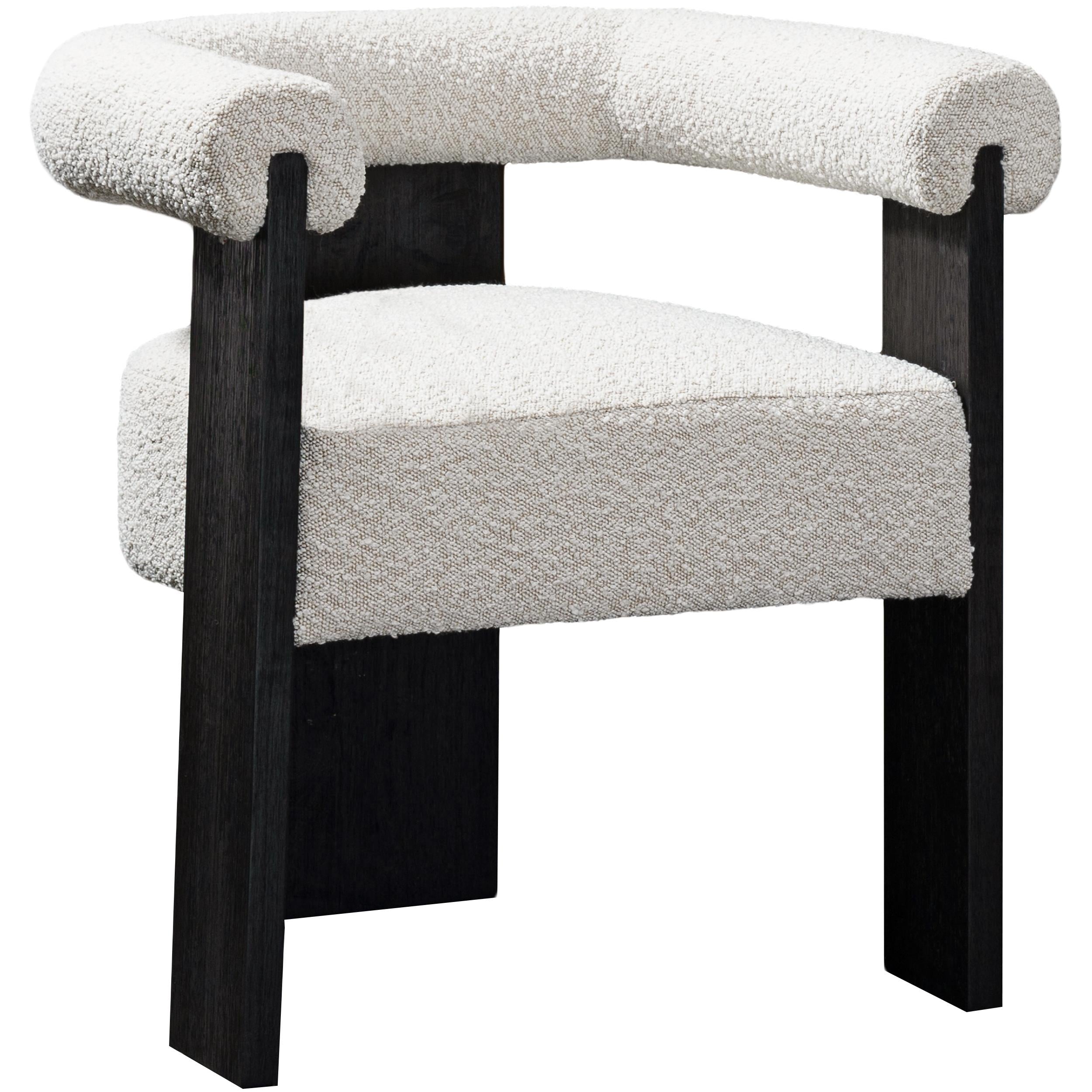 Meridian Barrel Cream Boucle Fabric Dining Chair