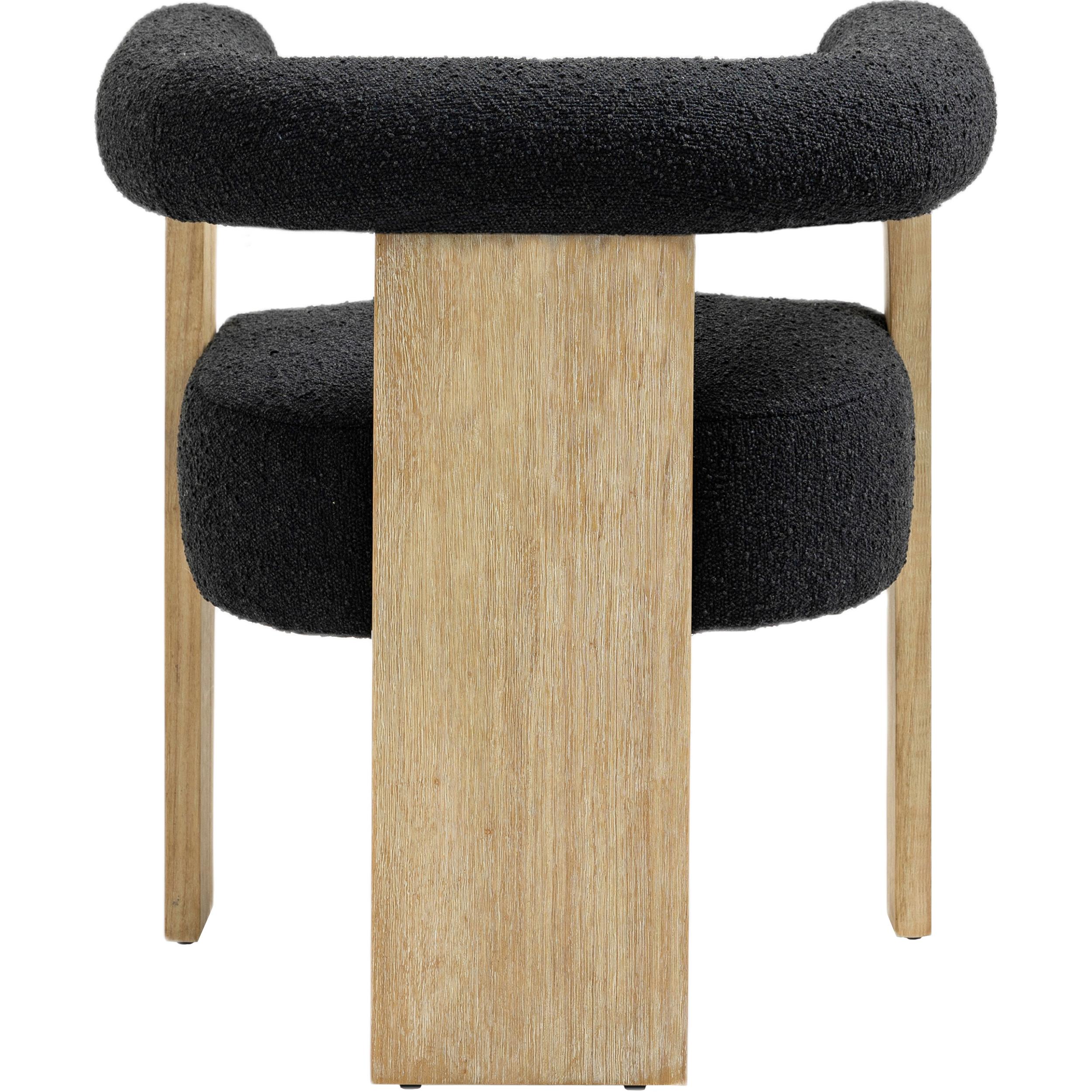 Meridian Barrel Black Boucle Fabric Dining Chair