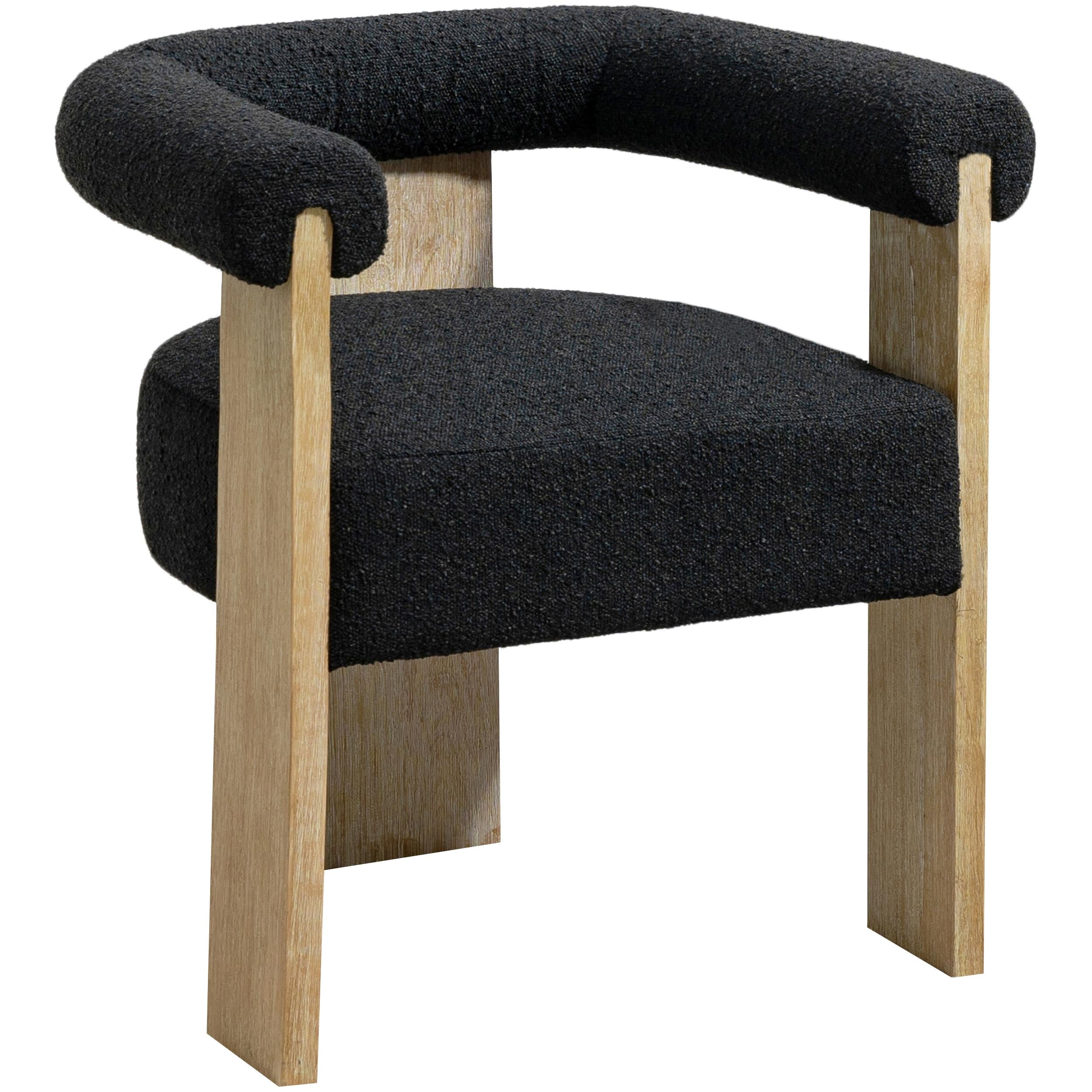 Meridian Barrel Black Boucle Fabric Dining Chair