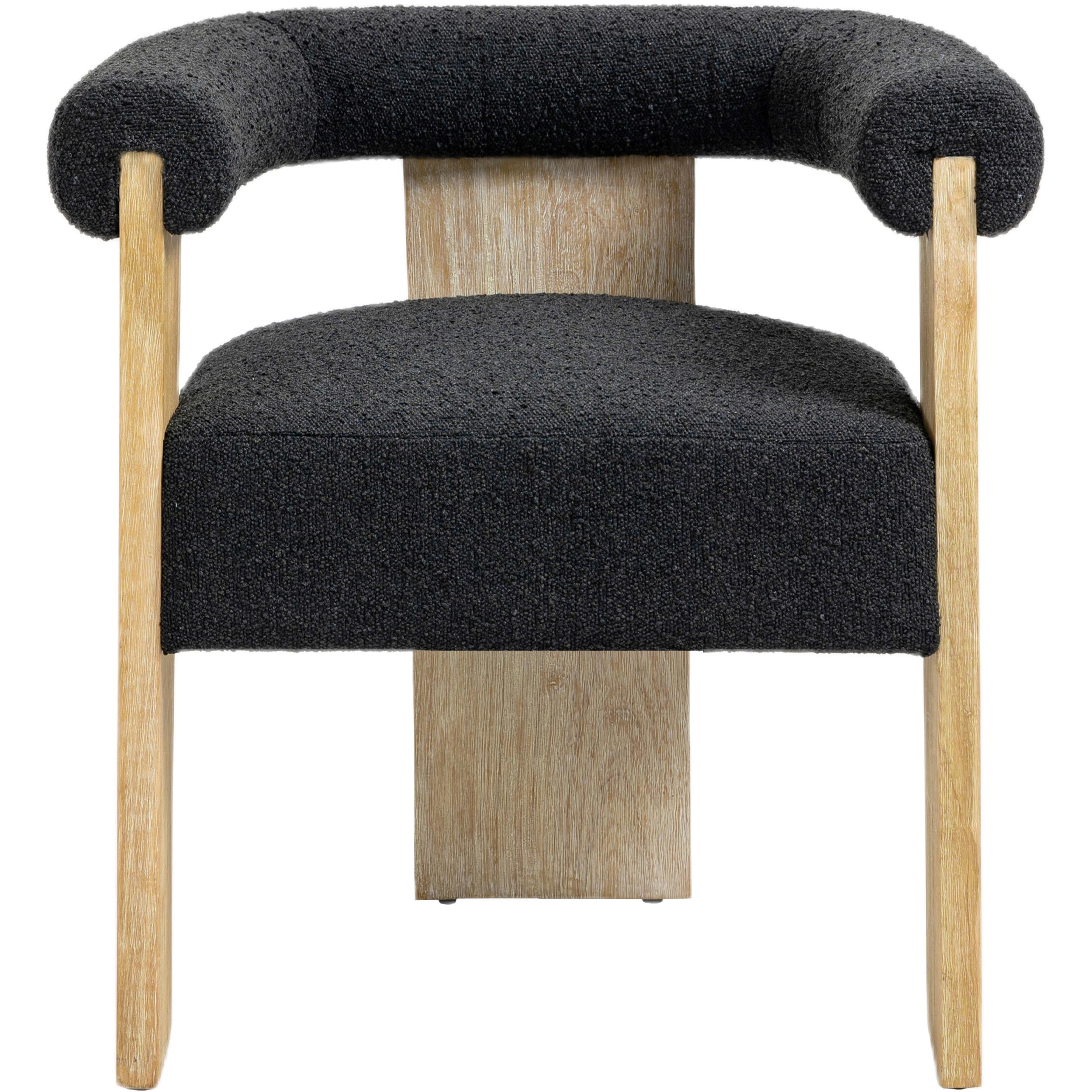 Meridian Barrel Black Boucle Fabric Dining Chair