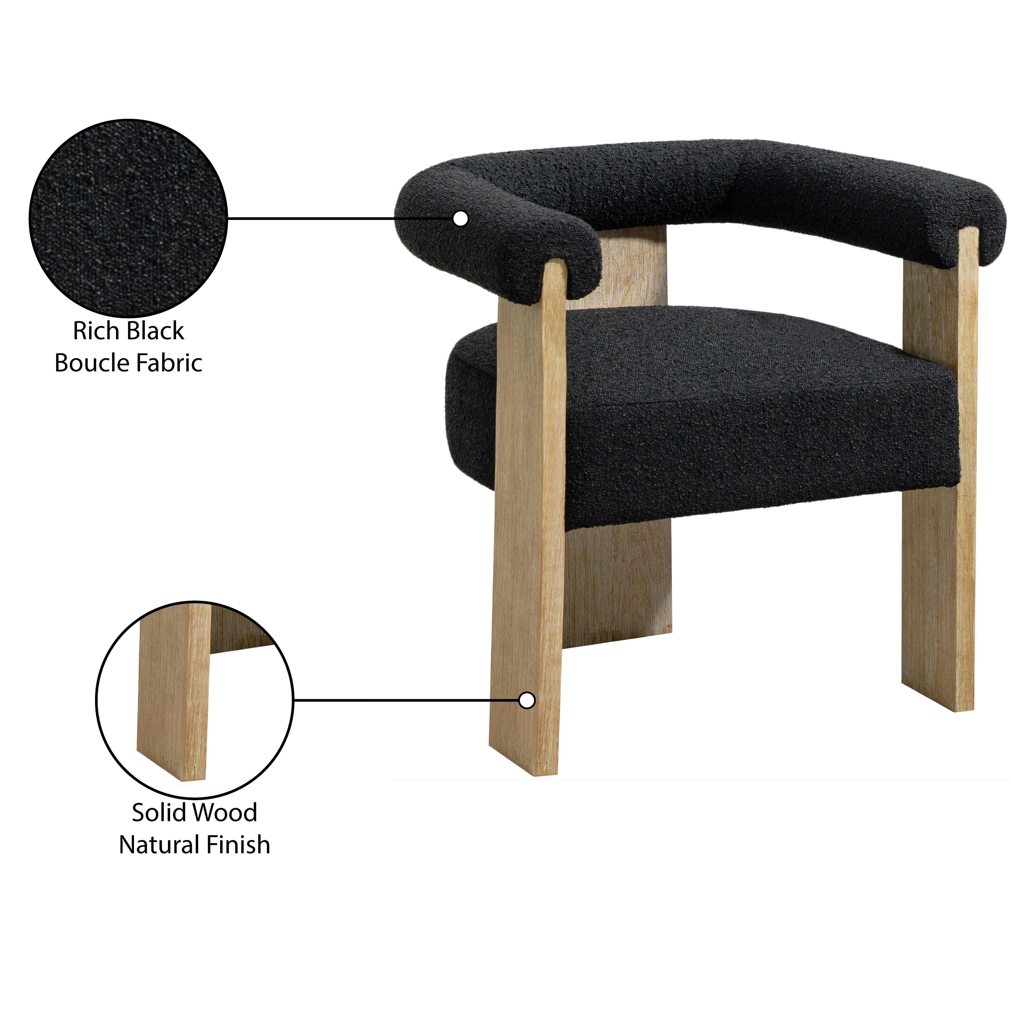 Meridian Barrel Black Boucle Fabric Dining Chair