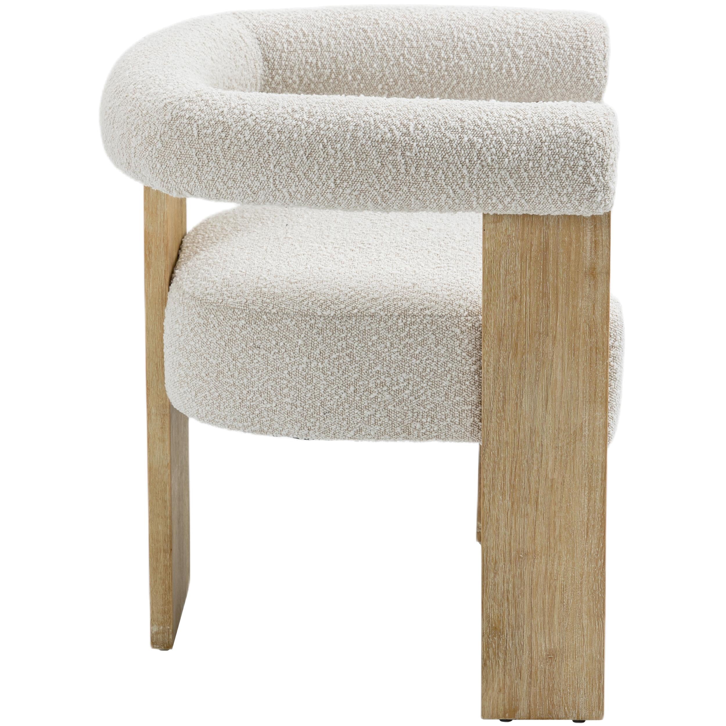 Meridian Barrel Cream Boucle Fabric Dining Chair