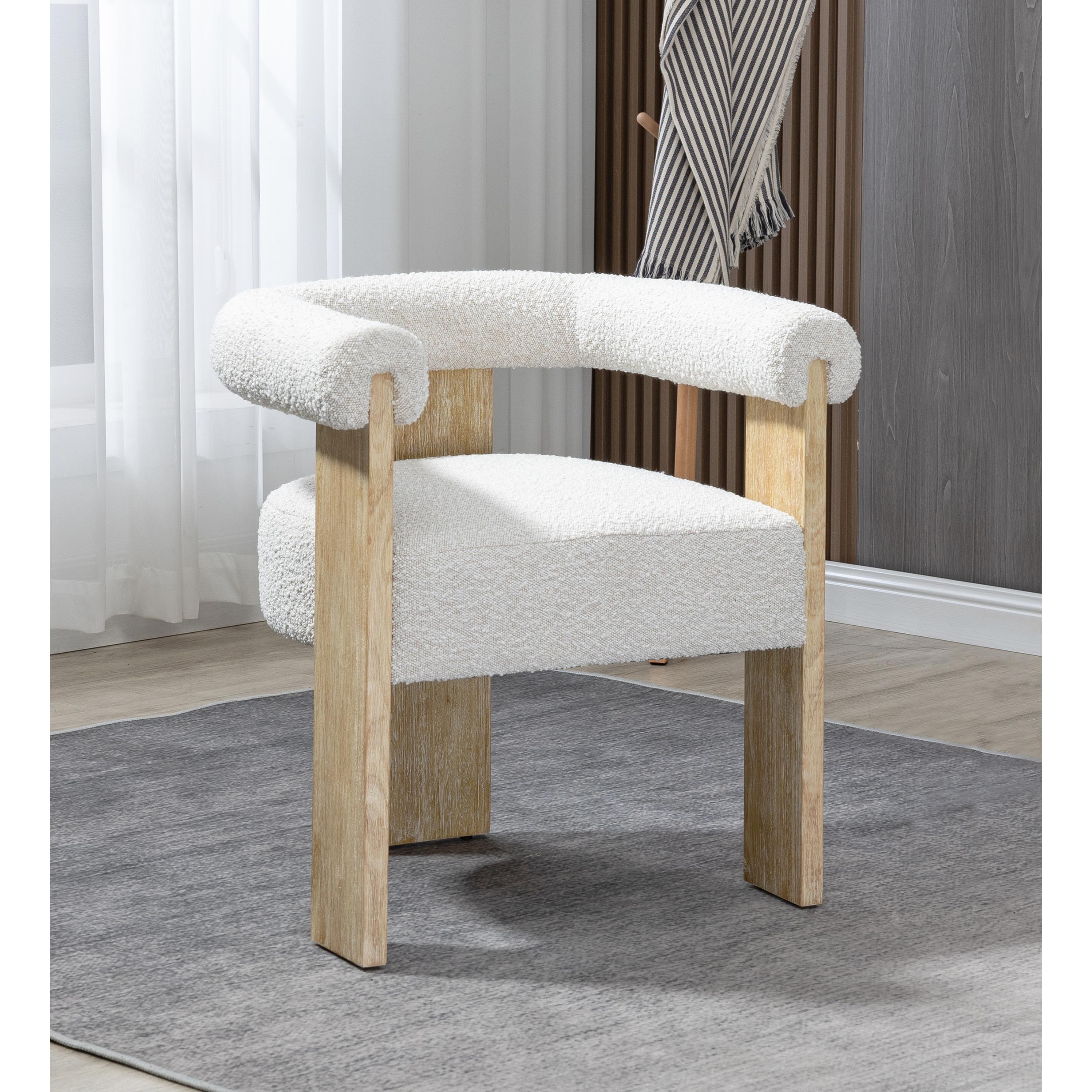 Meridian Barrel Cream Boucle Fabric Dining Chair