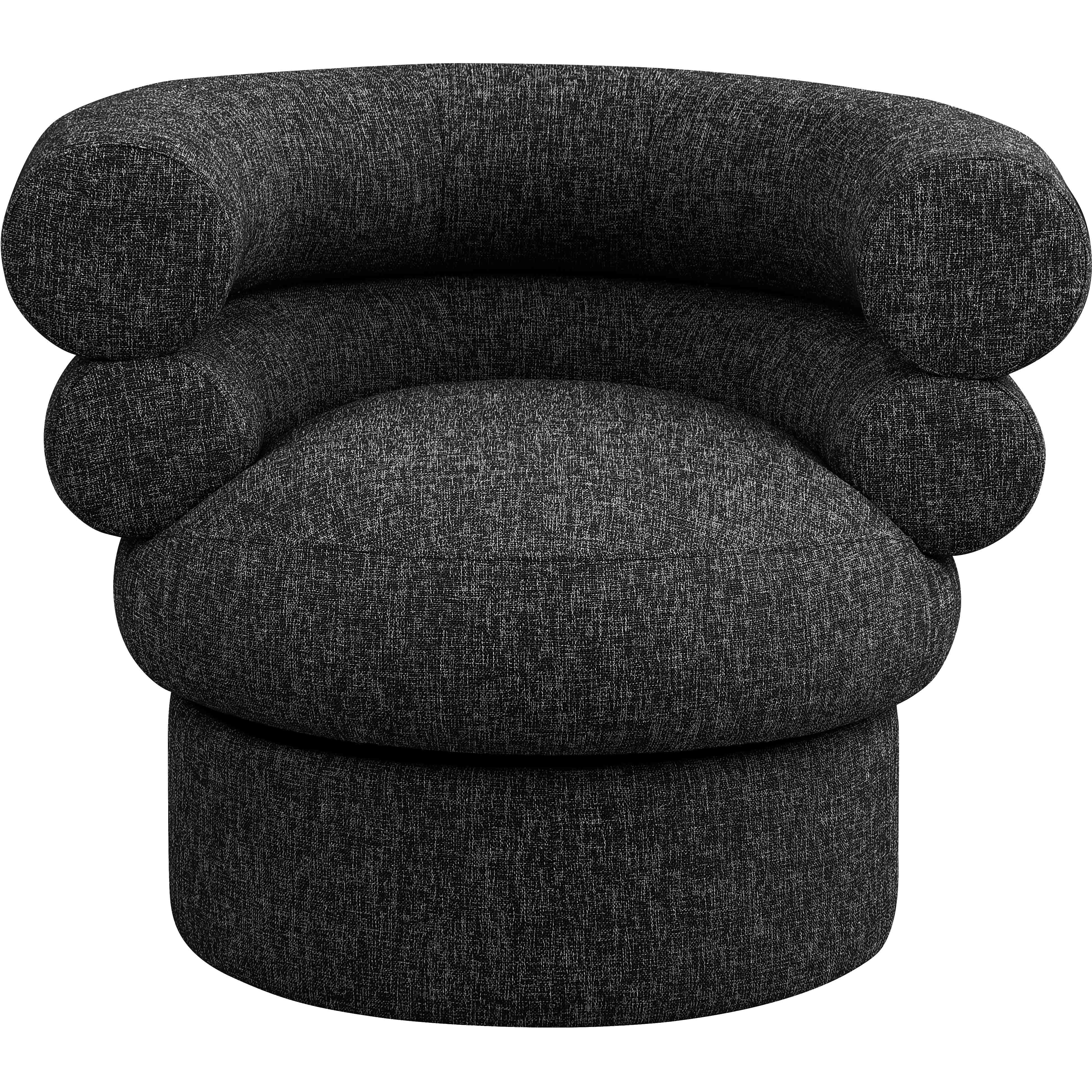 Meridian Valentina Black Linen Textured Fabric Accent Swivel Chair